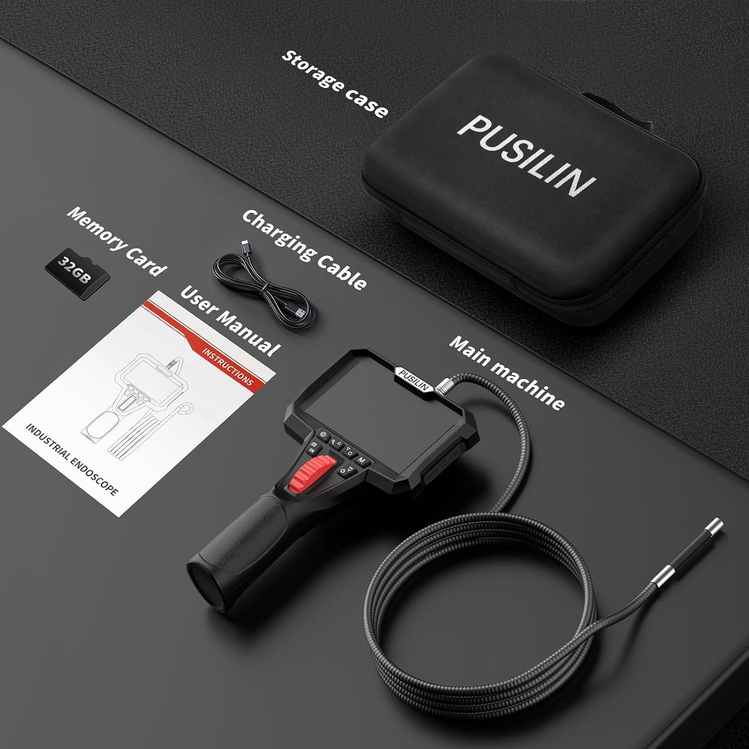 Cámara Borescopio Articulada PUSILIN 1080P 3.2FT con Luz LED