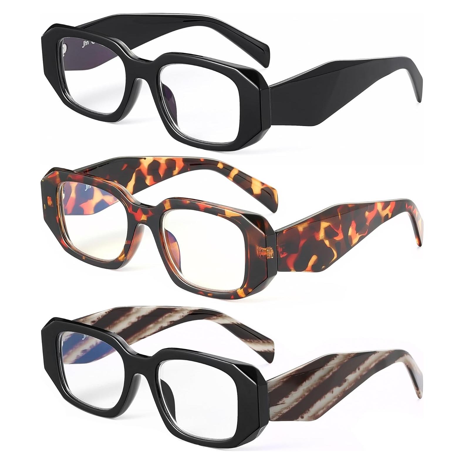 Gafas de Lectura Cuadradas JM 3 Paquete Color Mezclado 0.0x