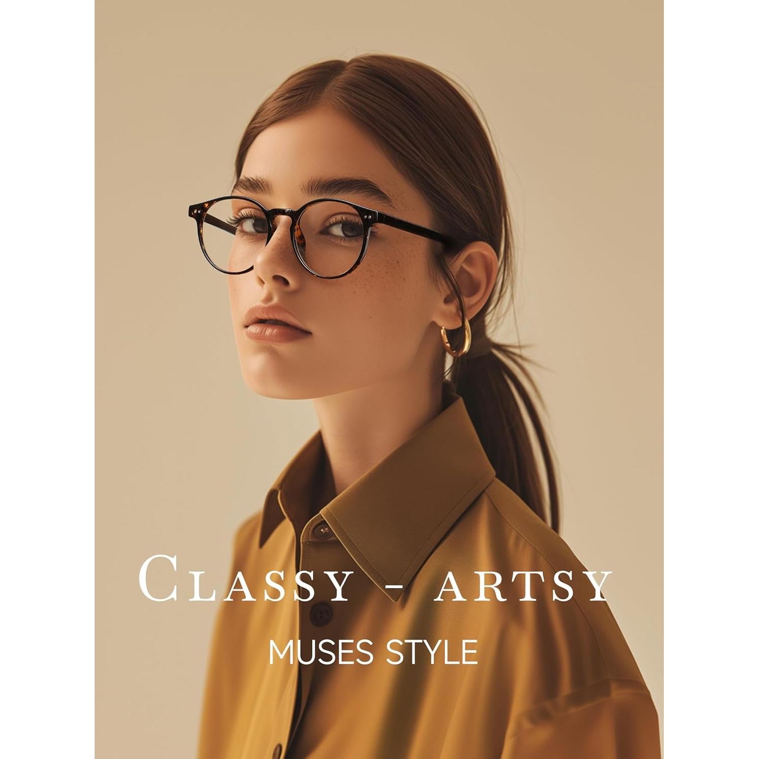 Gafas Redondas ICESOR Carey Ámbar Bloqueo Luz Azul