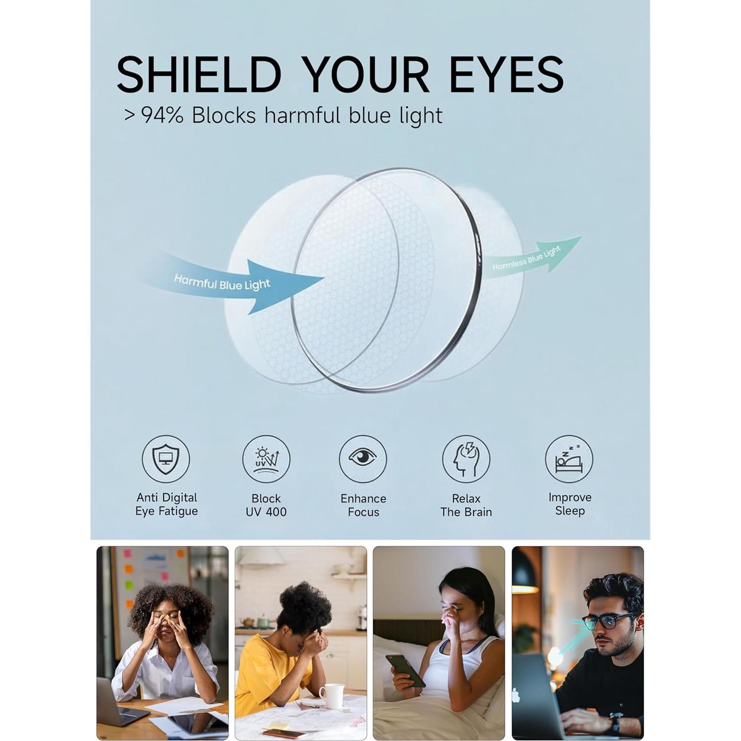 Gafas Redondas ICESOR Carey Ámbar Bloqueo Luz Azul