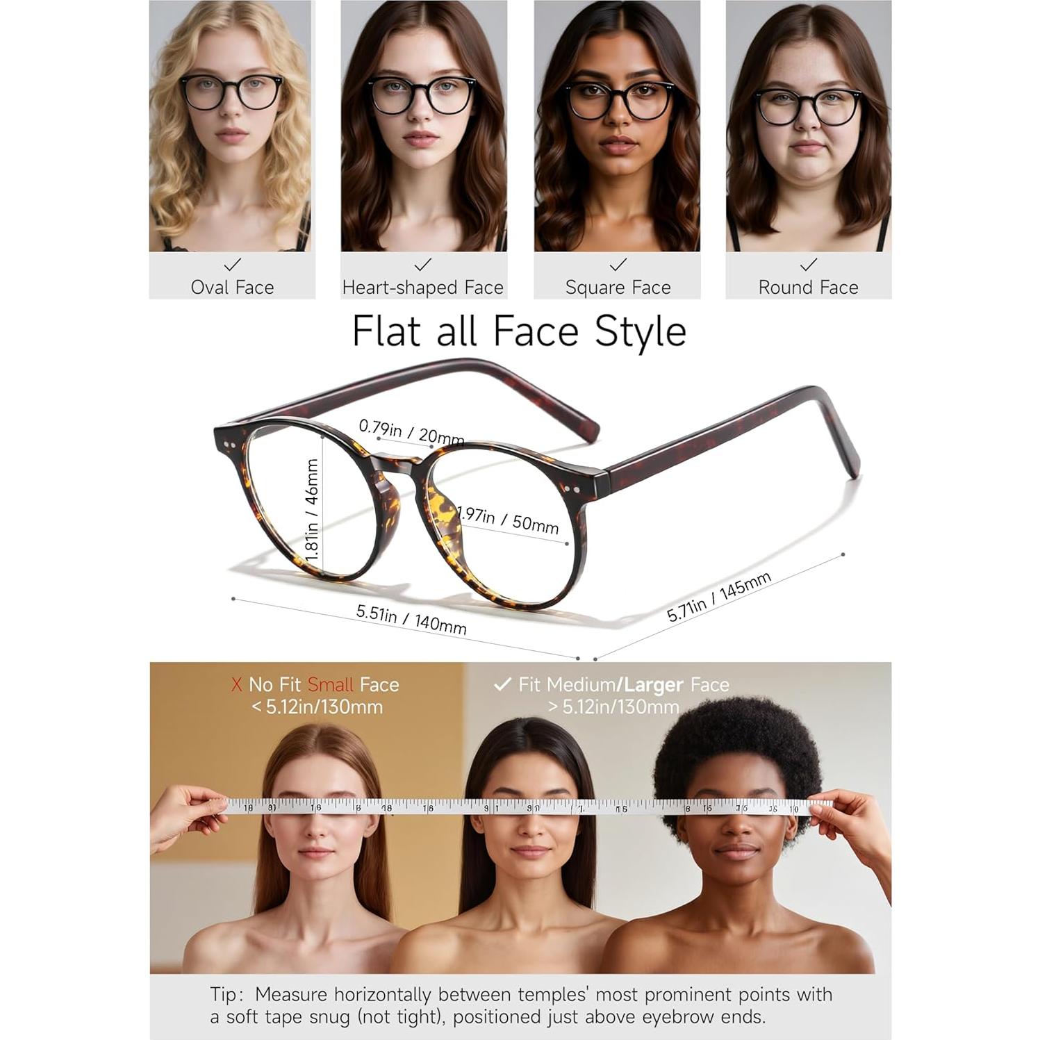 Gafas Redondas ICESOR Carey Ámbar Bloqueo Luz Azul