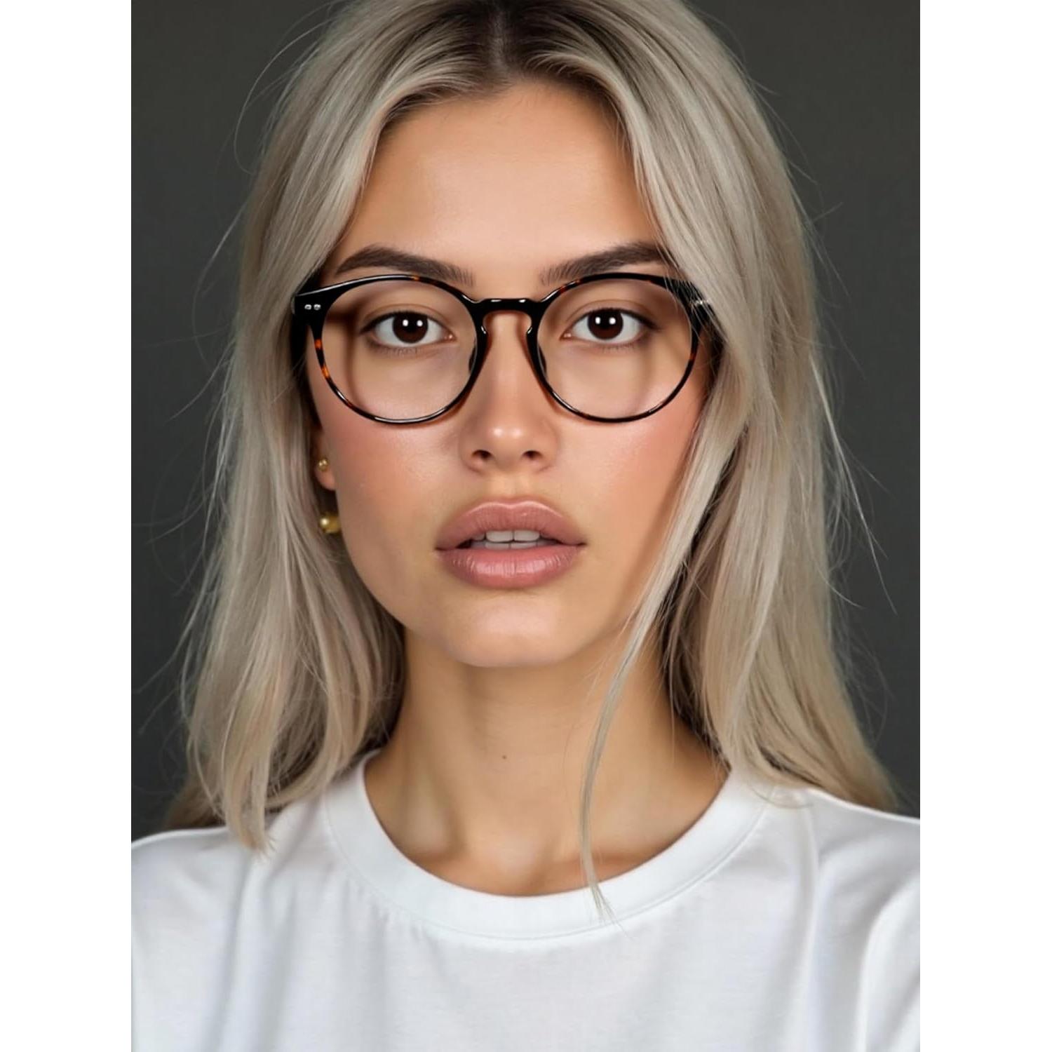 Gafas Redondas ICESOR Carey Ámbar Bloqueo Luz Azul