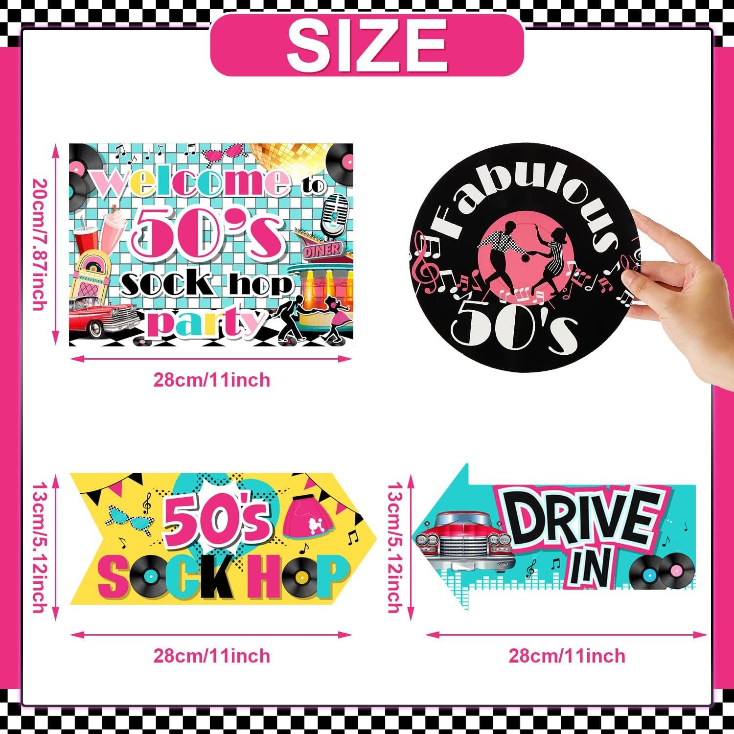 Decoraciones de Fiesta Retro 50s Gueevin - 20 Piezas Multicolor