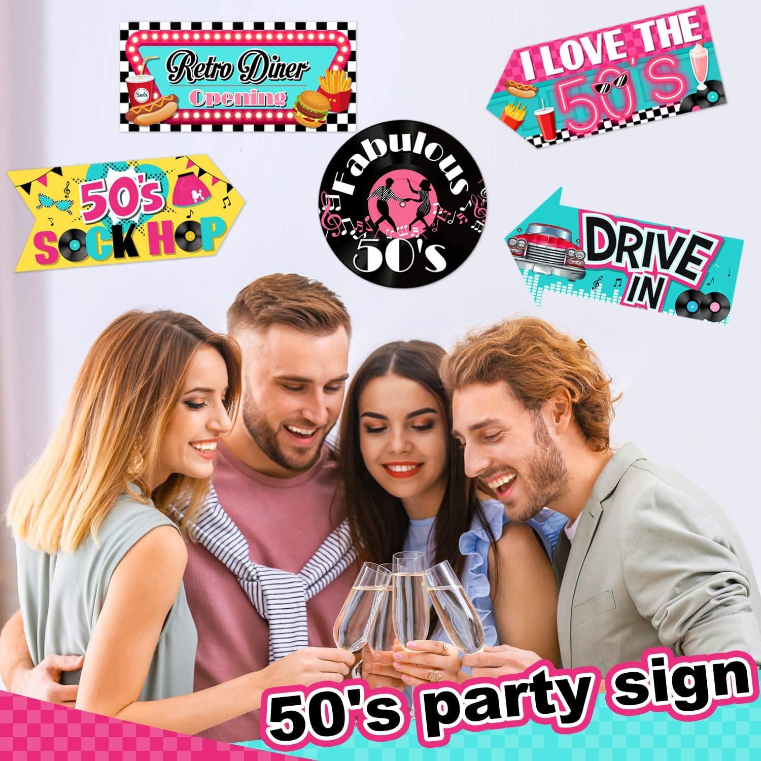 Decoraciones de Fiesta Retro 50s Gueevin - 20 Piezas Multicolor