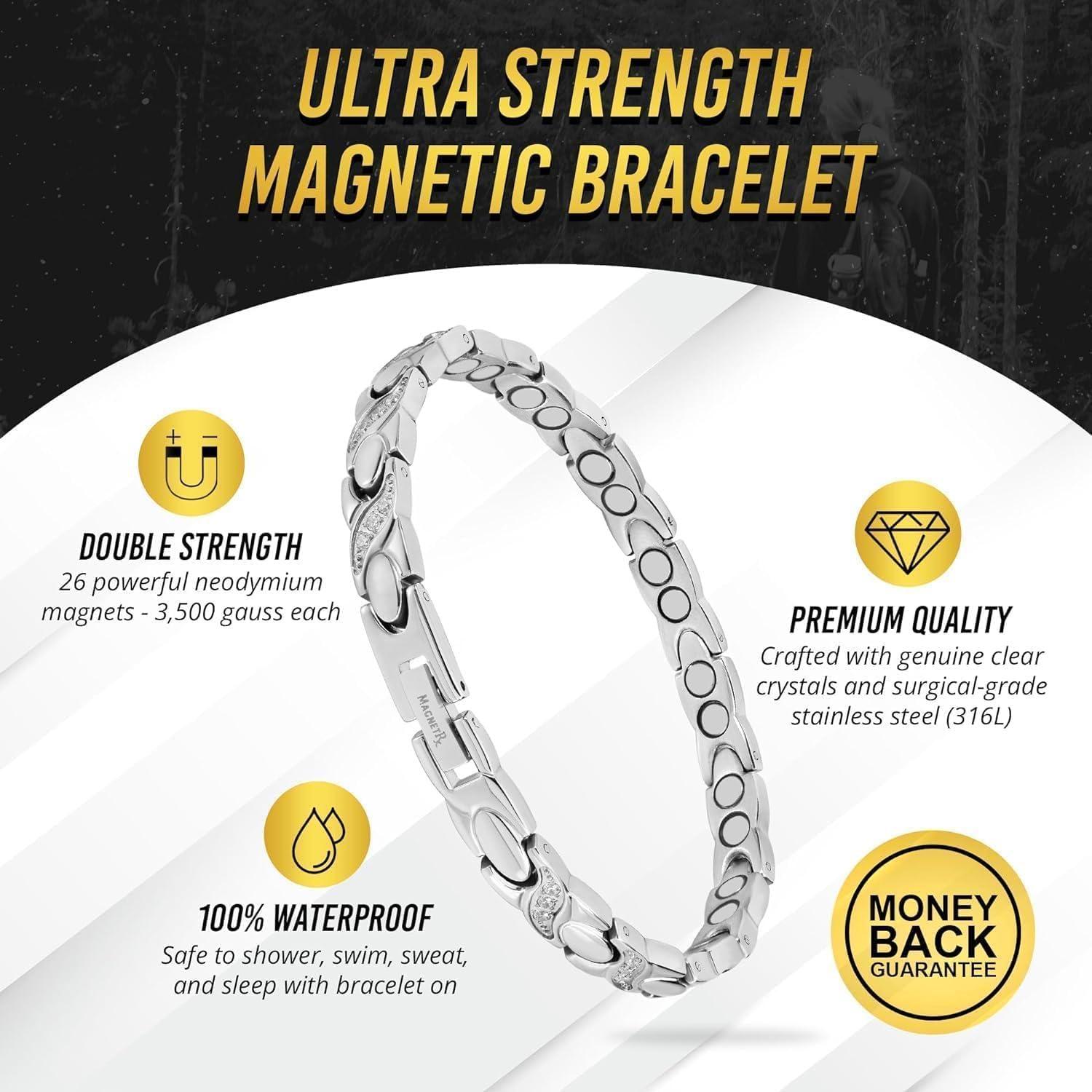 Pulsera Magnética MagnetRX para Mujeres - Acero Inoxidable Plata