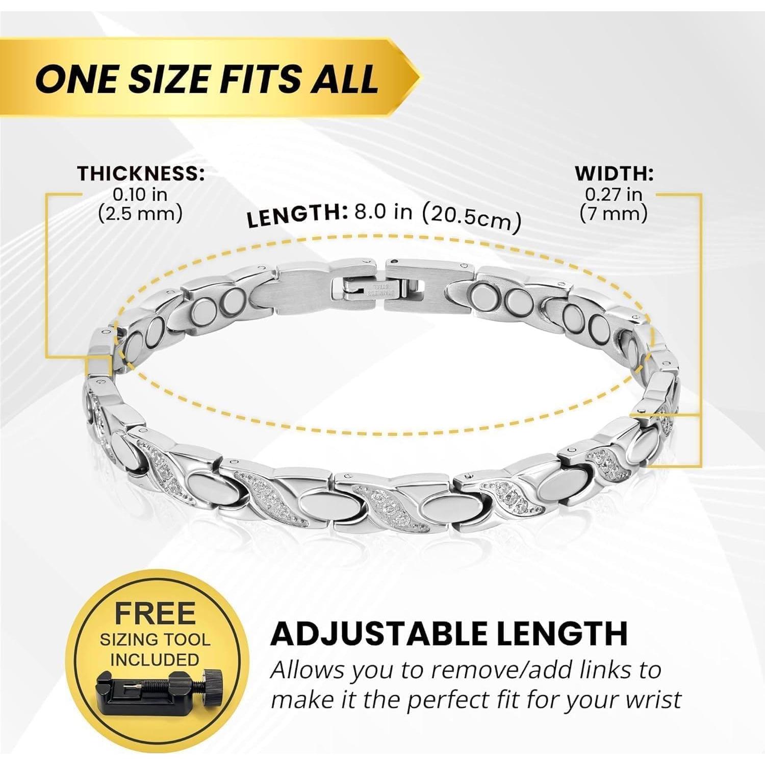 Pulsera Magnética MagnetRX para Mujeres - Acero Inoxidable Plata