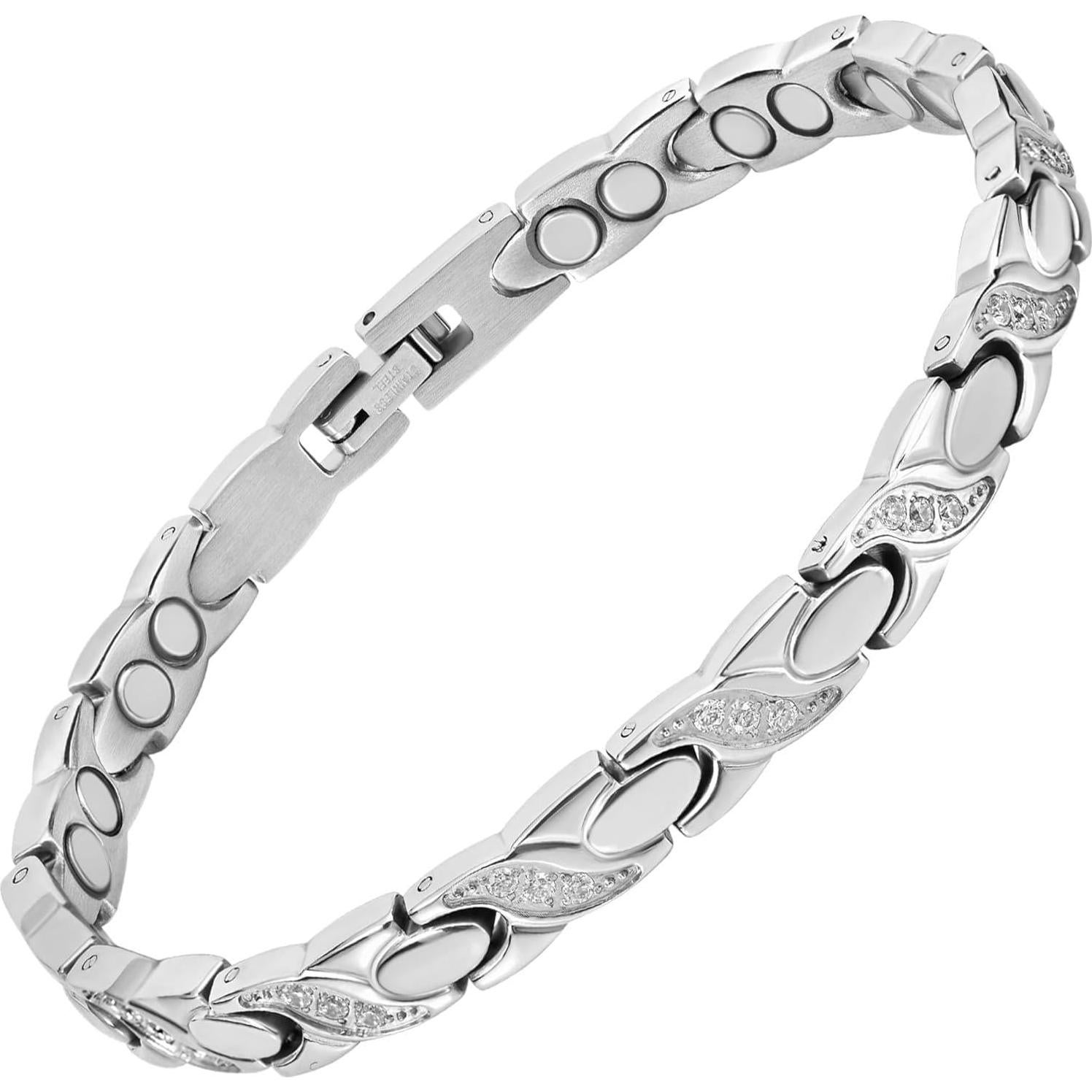 Pulsera Magnética MagnetRX para Mujeres - Acero Inoxidable Plata