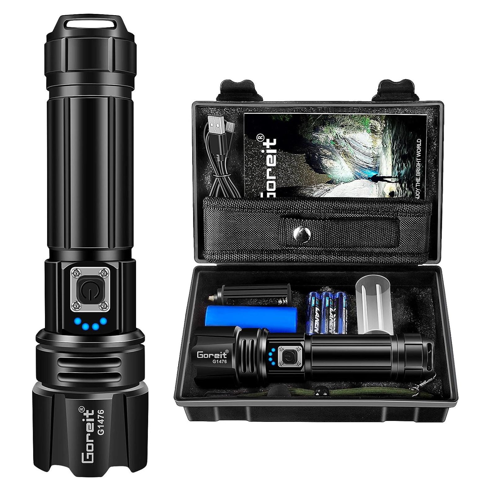 Linterna Goreit Recargable 990,000 Lúmenes IP67 USB