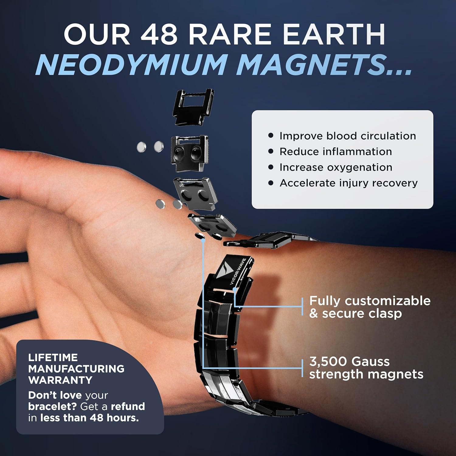 Pulsera Magnética Vigor Wave de Titanio para Hombres - Alivio Dolor