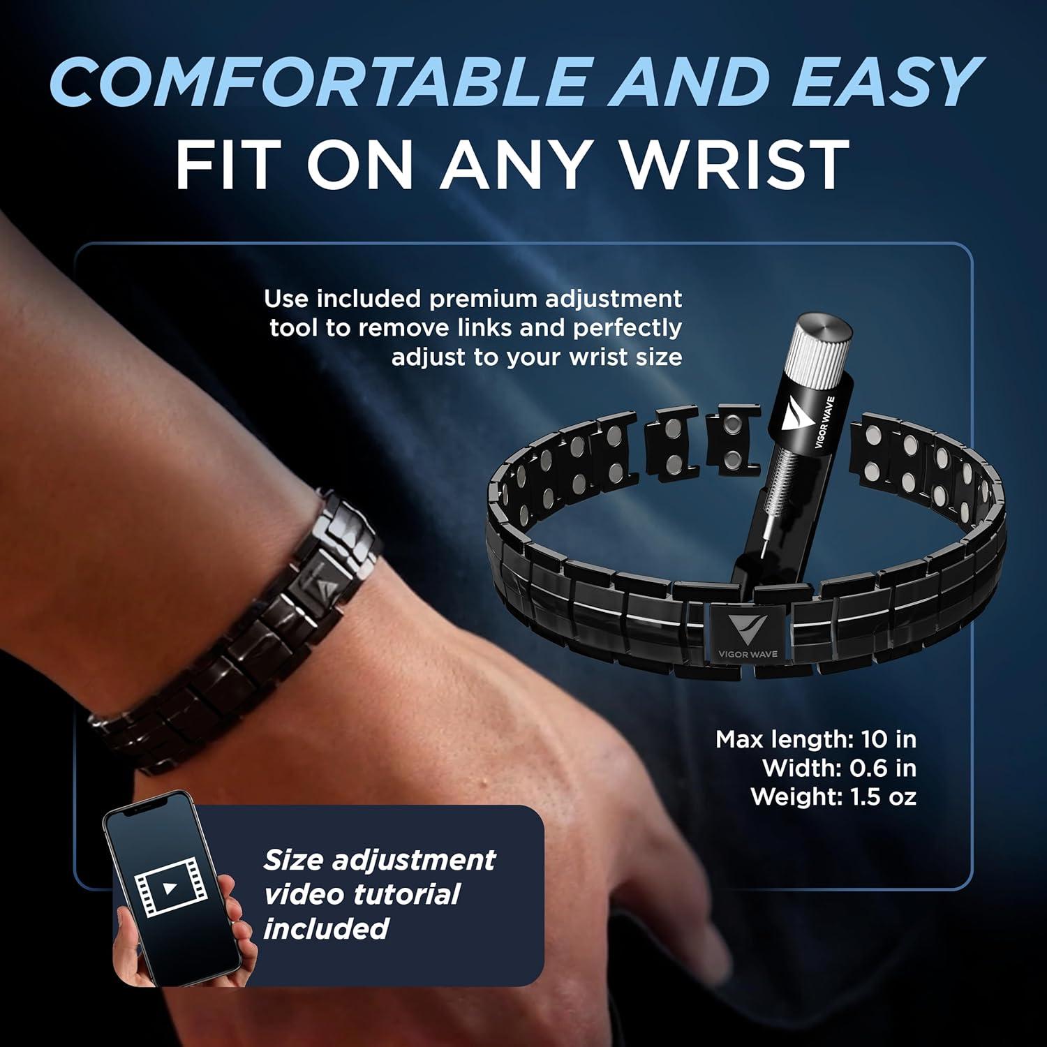 Pulsera Magnética Vigor Wave de Titanio para Hombres - Alivio Dolor