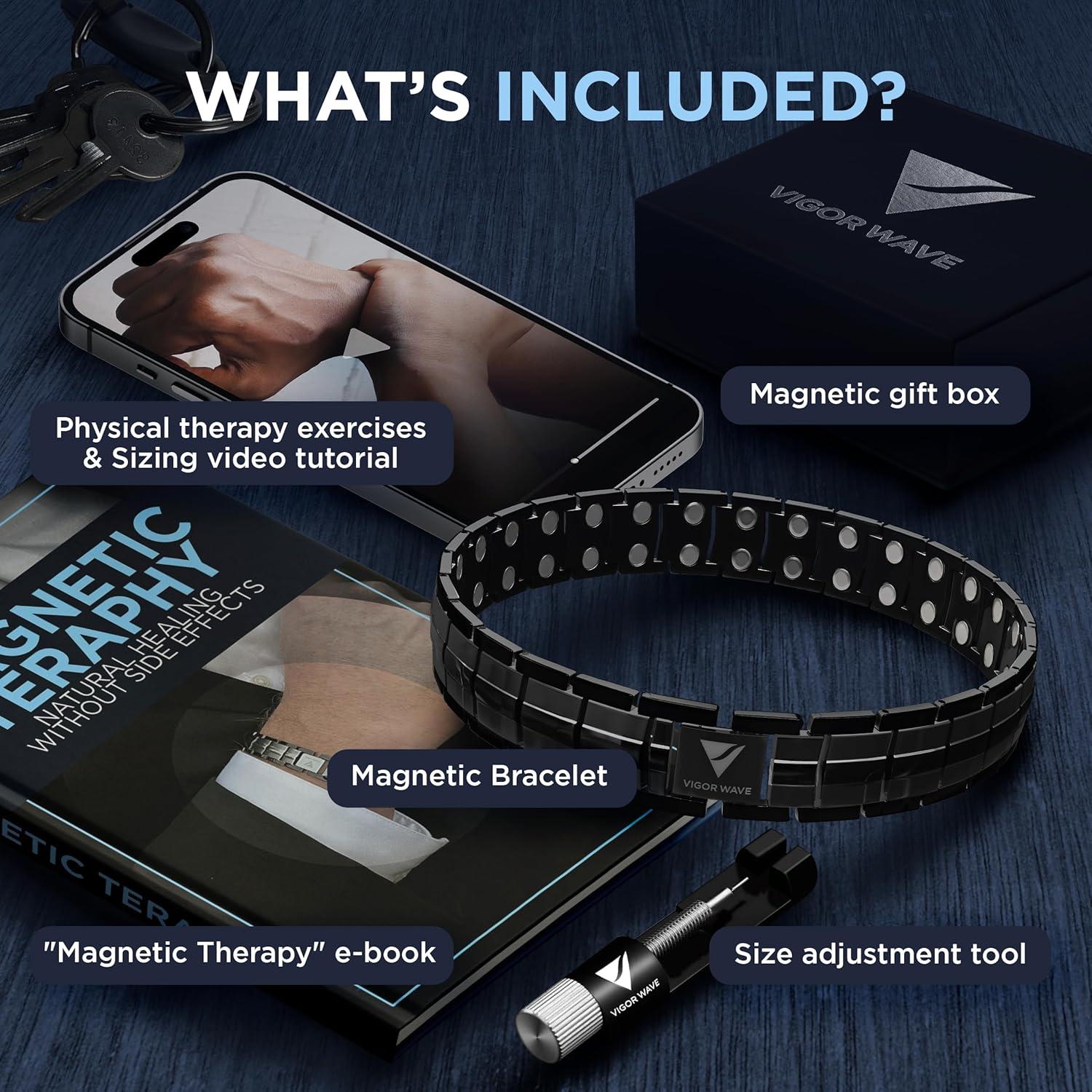 Pulsera Magnética Vigor Wave de Titanio para Hombres - Alivio Dolor