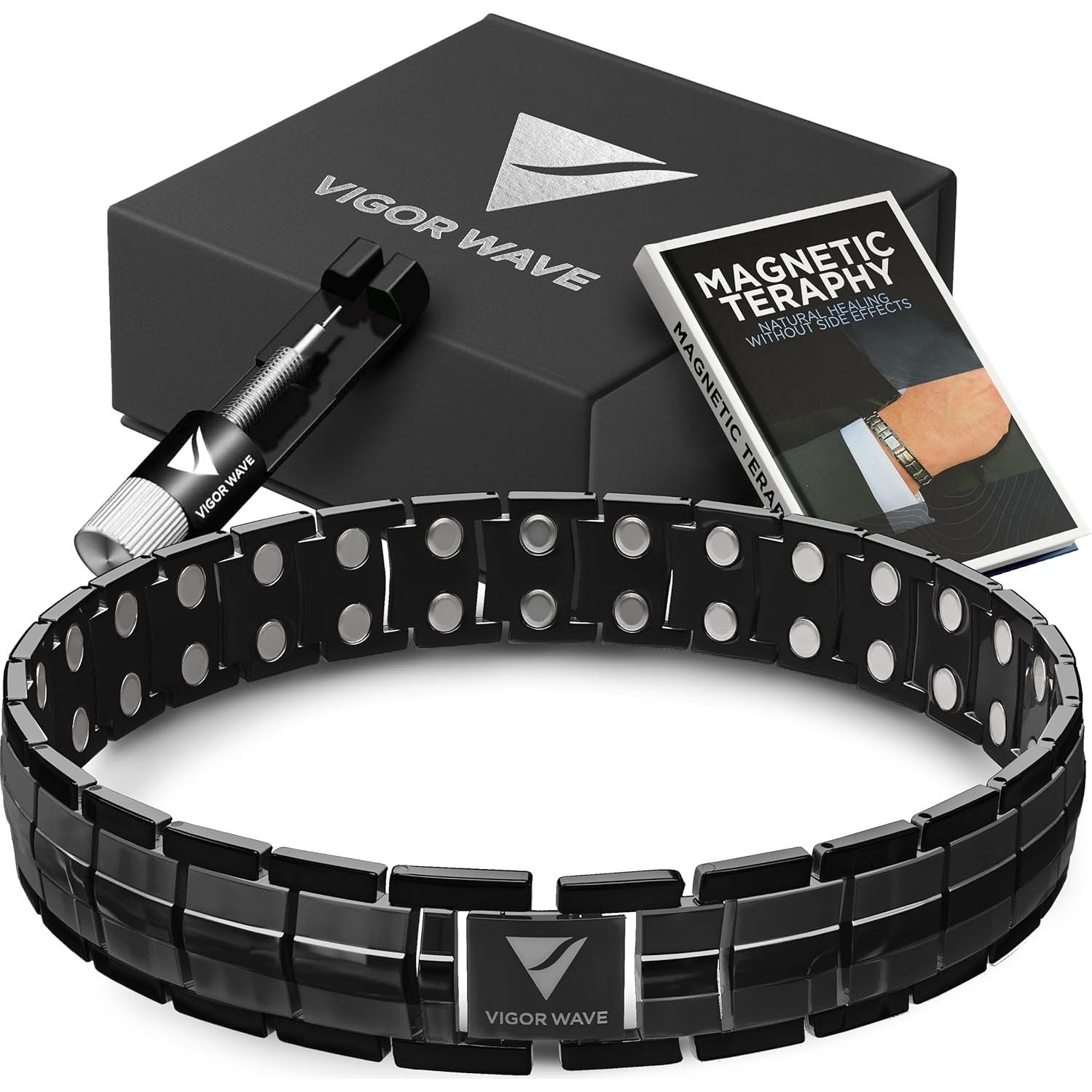 Pulsera Magnética Vigor Wave de Titanio para Hombres - Alivio Dolor