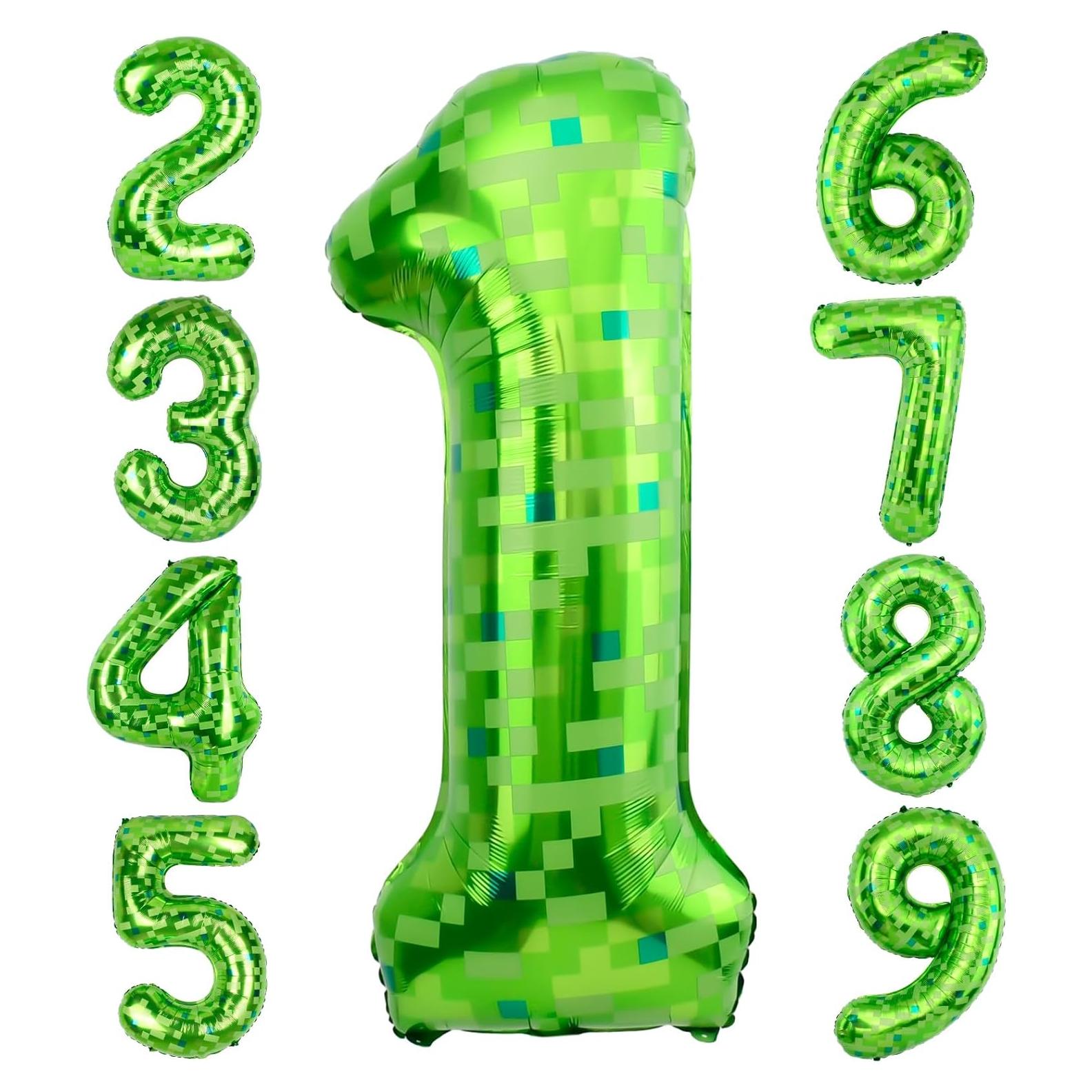 Globo de Número 40 Pulgadas Minero Pixel Verde AXBMM