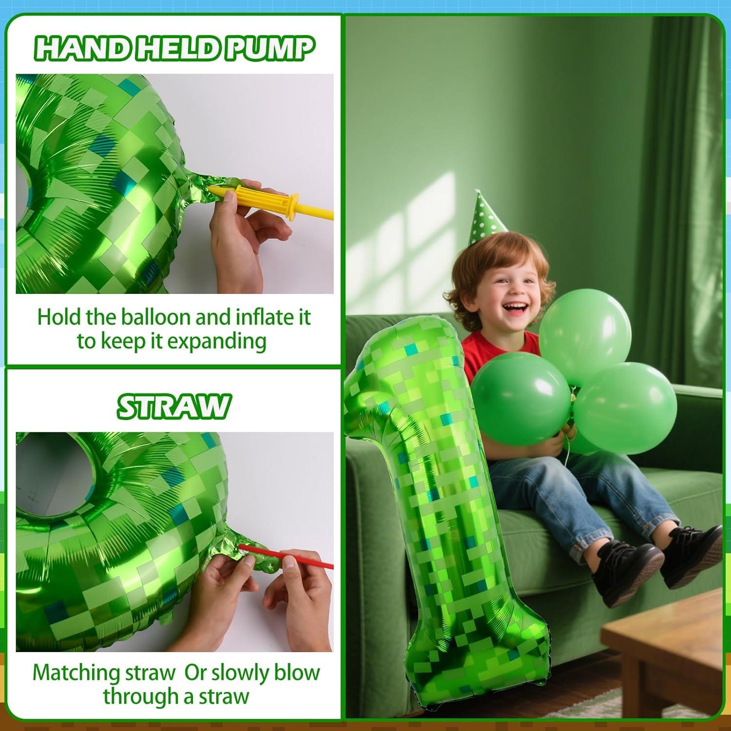 Globo de Número 40 Pulgadas Minero Pixel Verde AXBMM