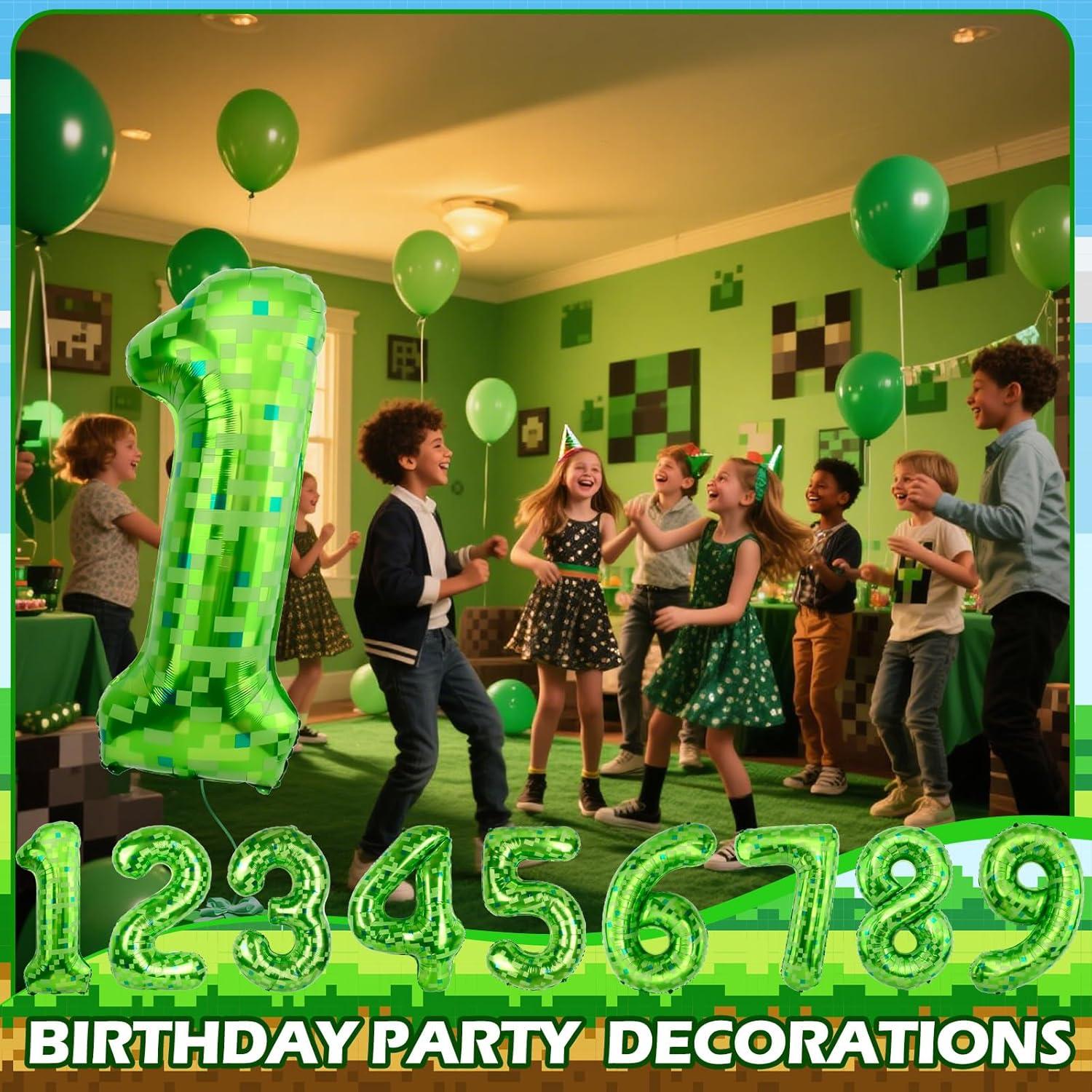 Globo de Número 40 Pulgadas Minero Pixel Verde AXBMM