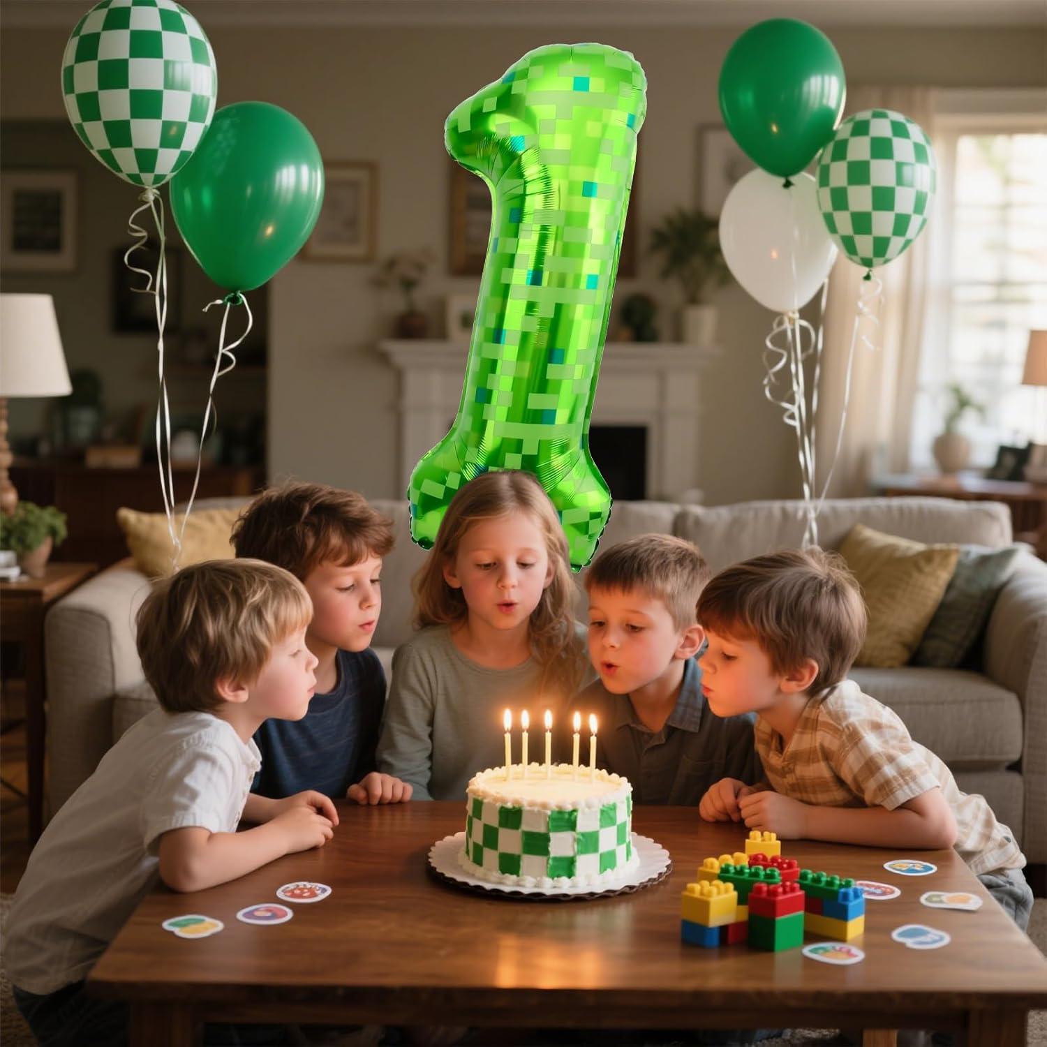 Globo de Número 40 Pulgadas Minero Pixel Verde AXBMM