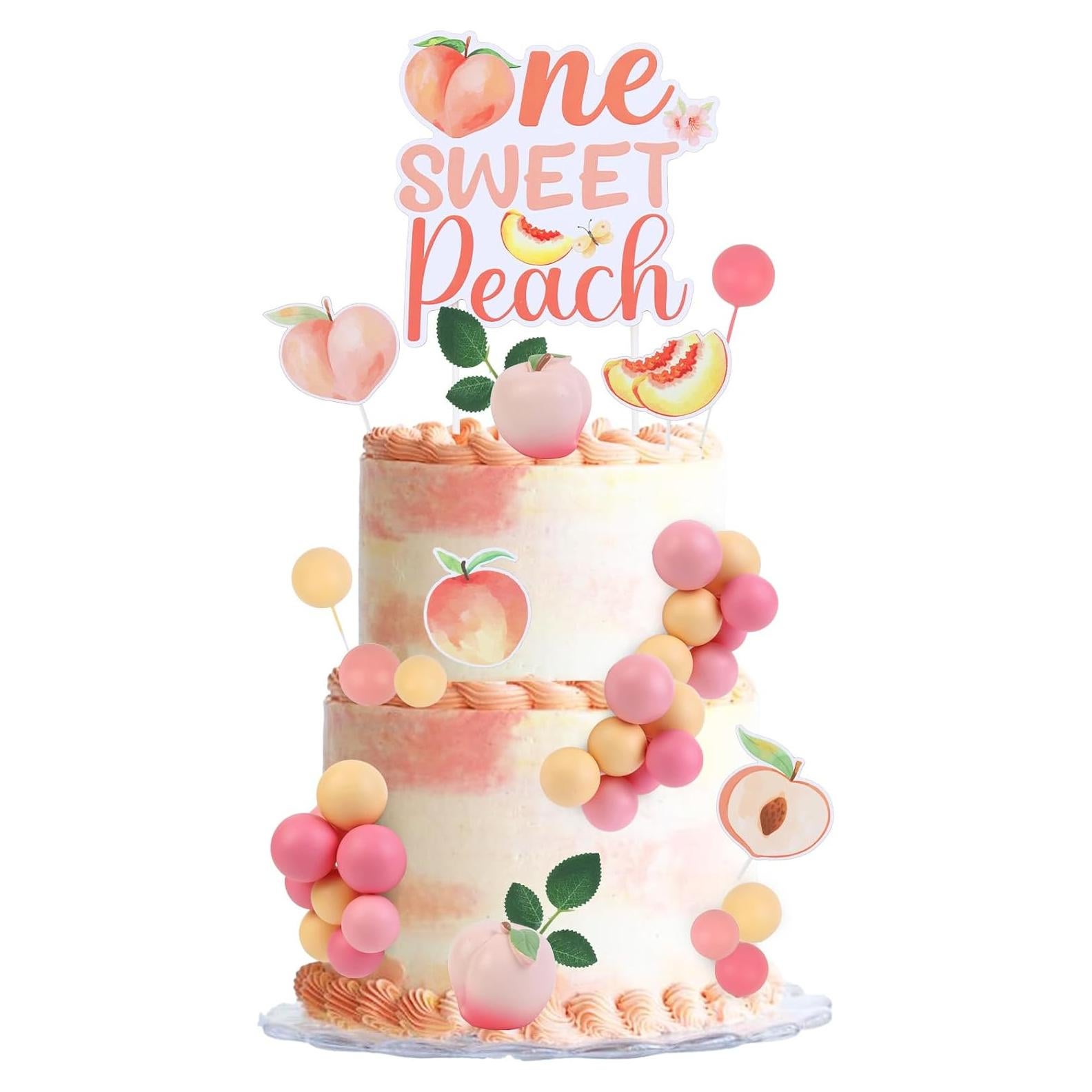 Decoraciones de Pastel One Sweet Peach para Cumpleaños Niña