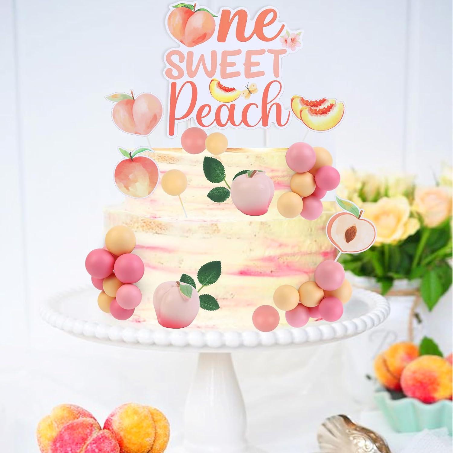 Decoraciones de Pastel One Sweet Peach para Cumpleaños Niña