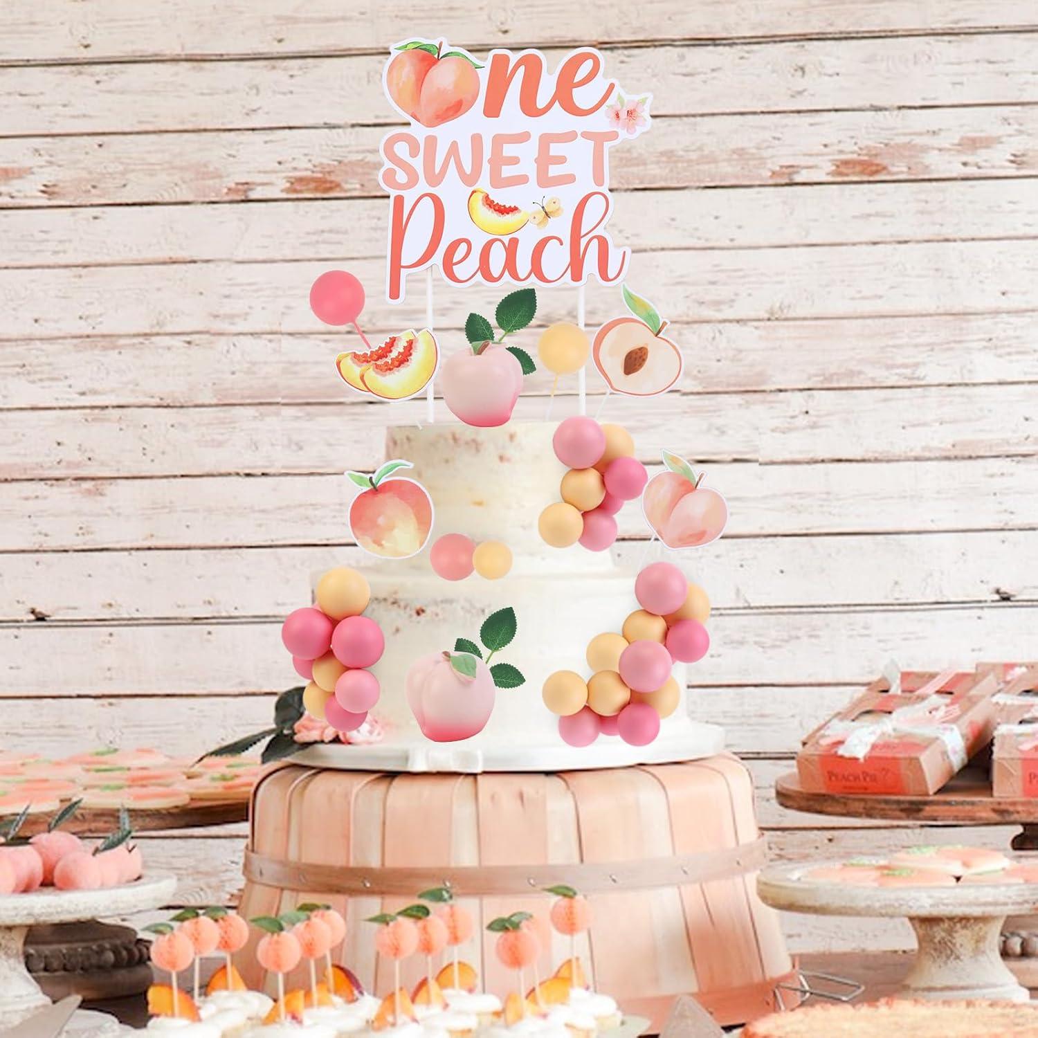 Decoraciones de Pastel One Sweet Peach para Cumpleaños Niña