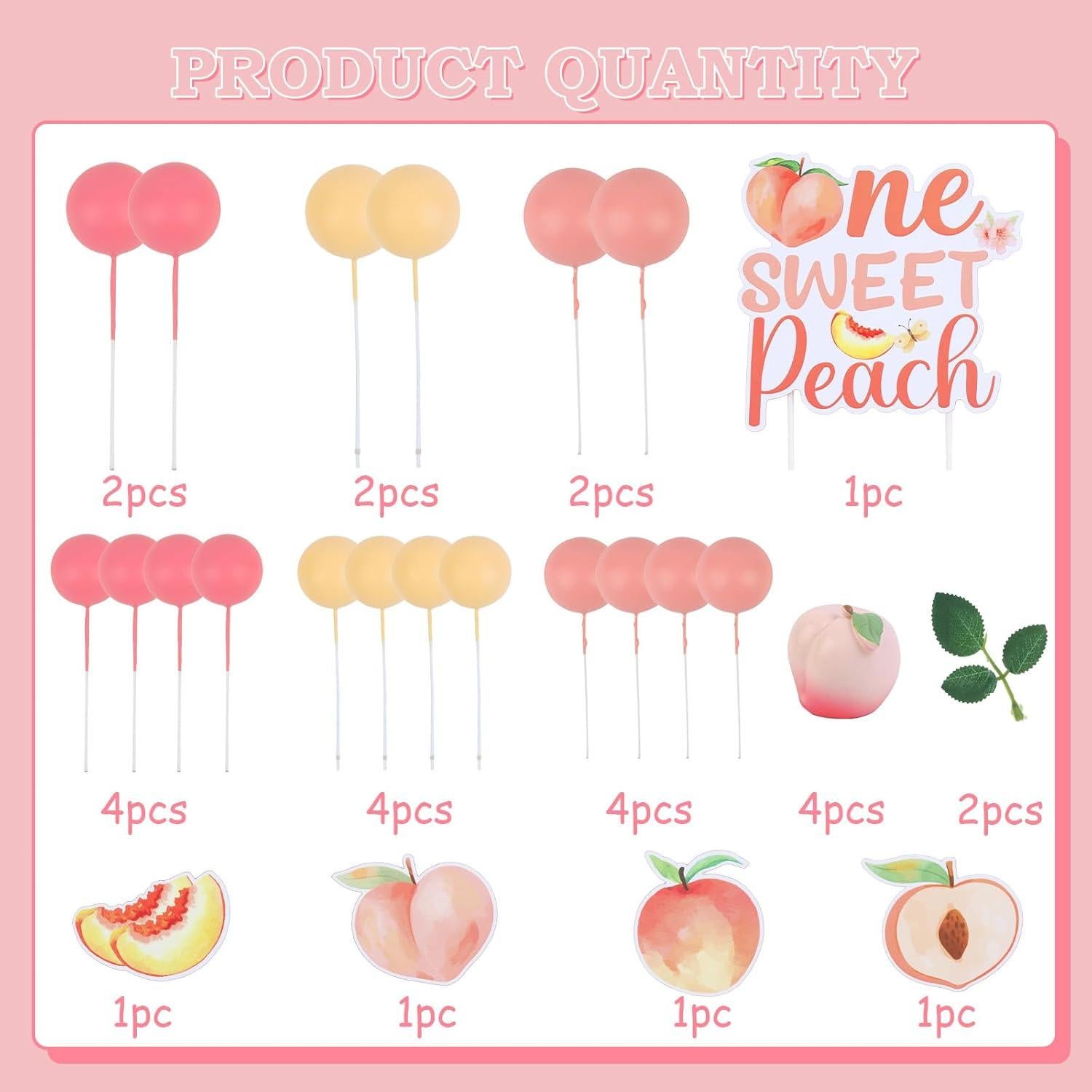 Decoraciones de Pastel One Sweet Peach para Cumpleaños Niña