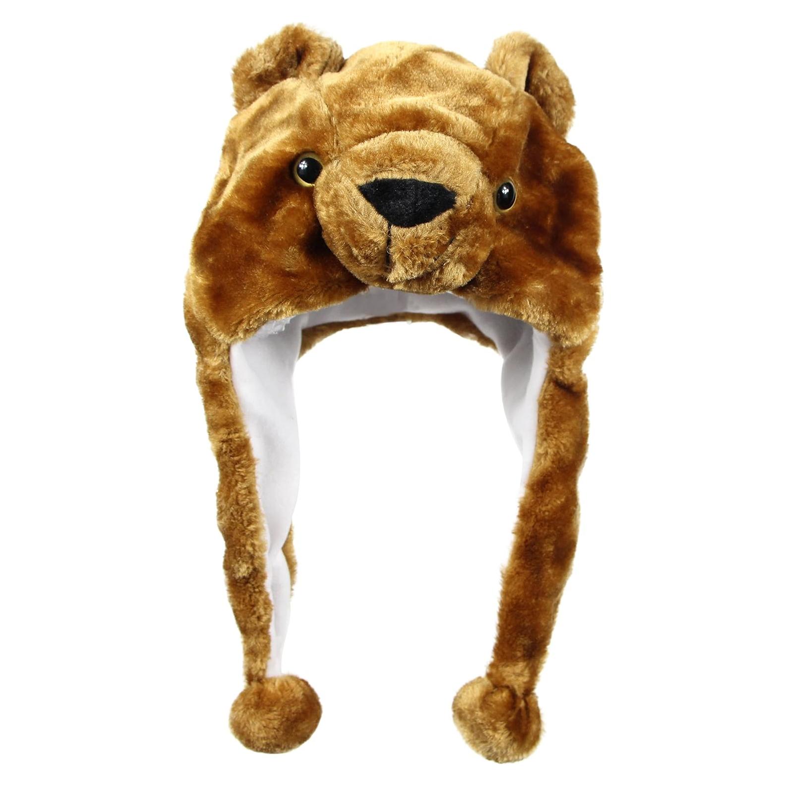 Gorro de Peluche de Animal Bioterti Talla Única Marrón Oso