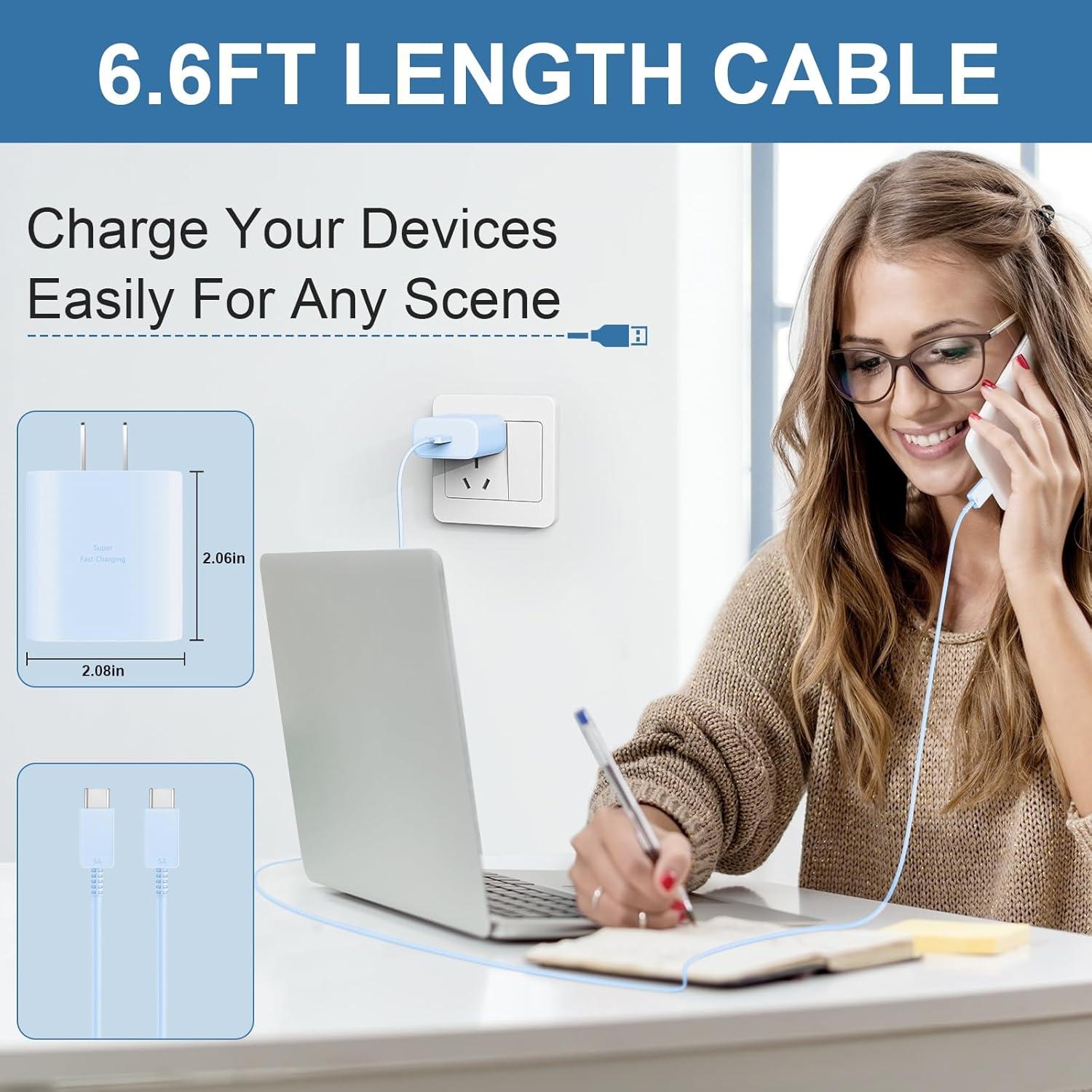 Cargador Rápido Super 45W USB C Samsung con Cable 6.6FT