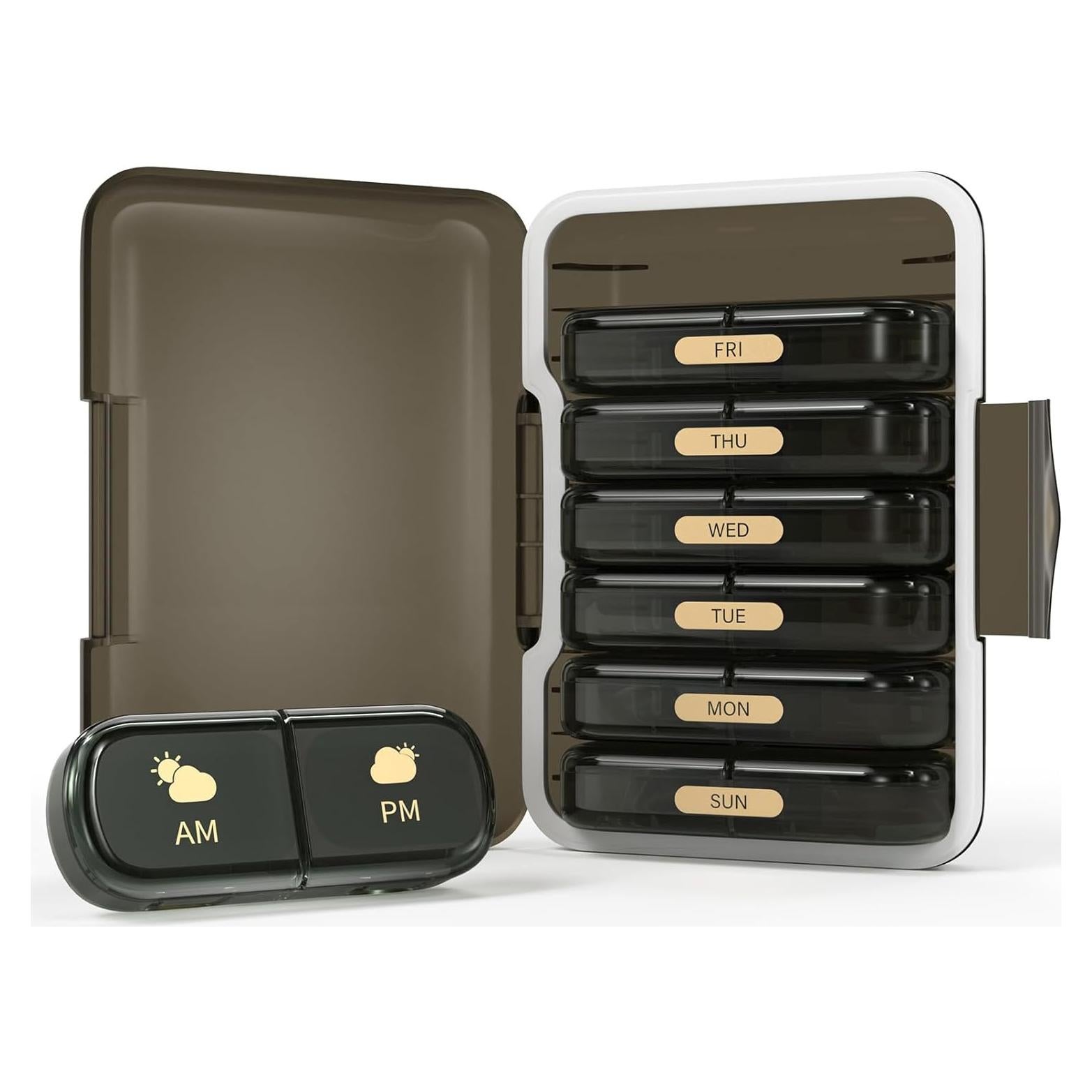 Organizador Semanal de Pastillas 2 Veces al Día Codcaw Negro