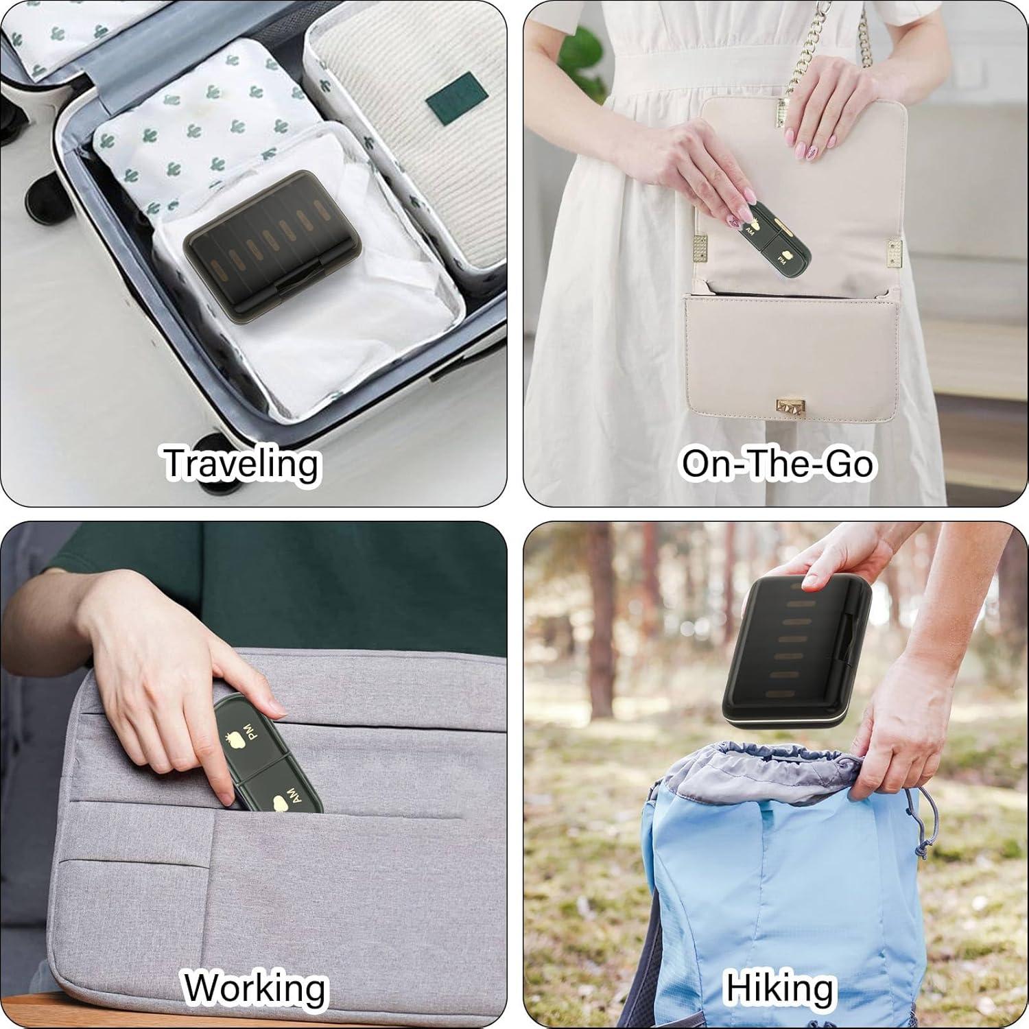 Organizador Semanal de Pastillas 2 Veces al Día Codcaw Negro