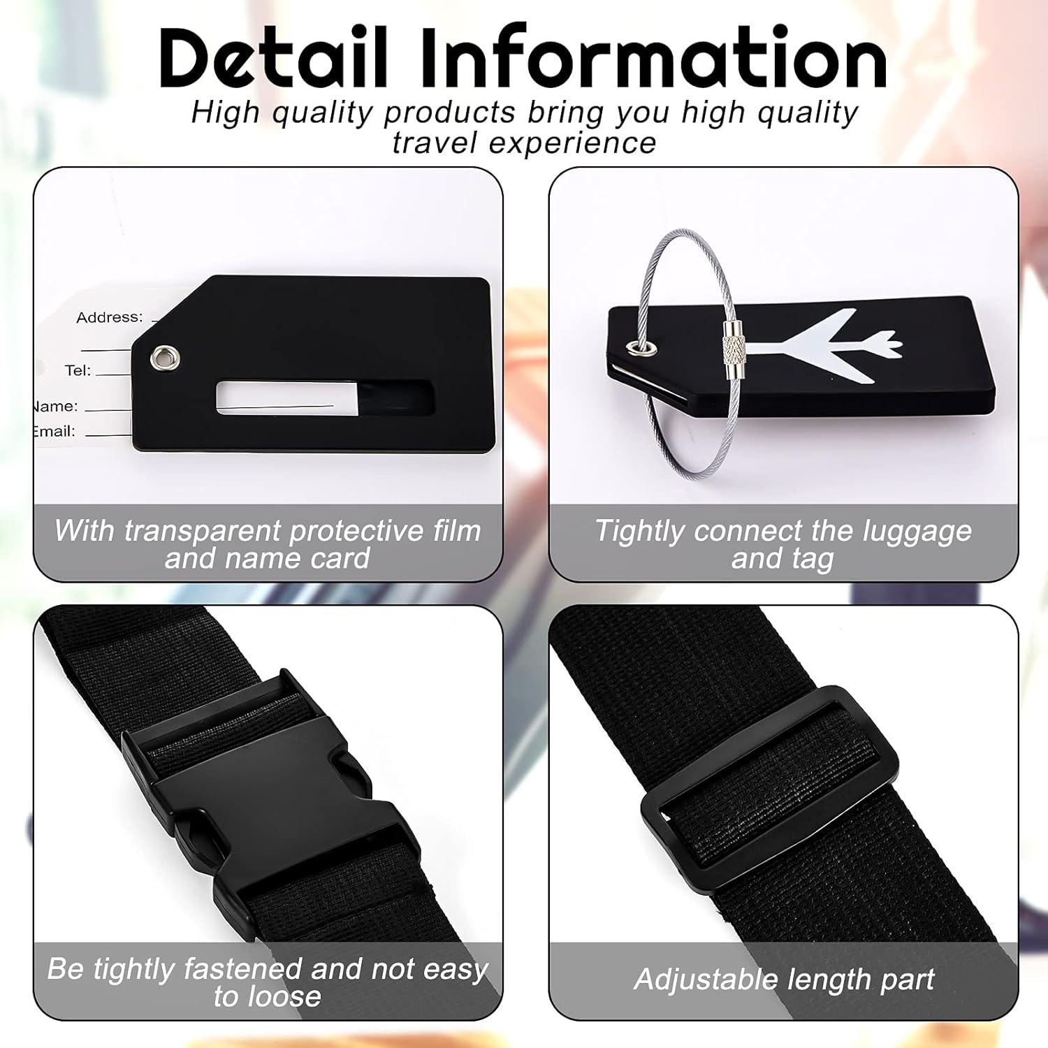 Set 8 Pcs Correas y Etiquetas de Equipaje Weewooday Negro