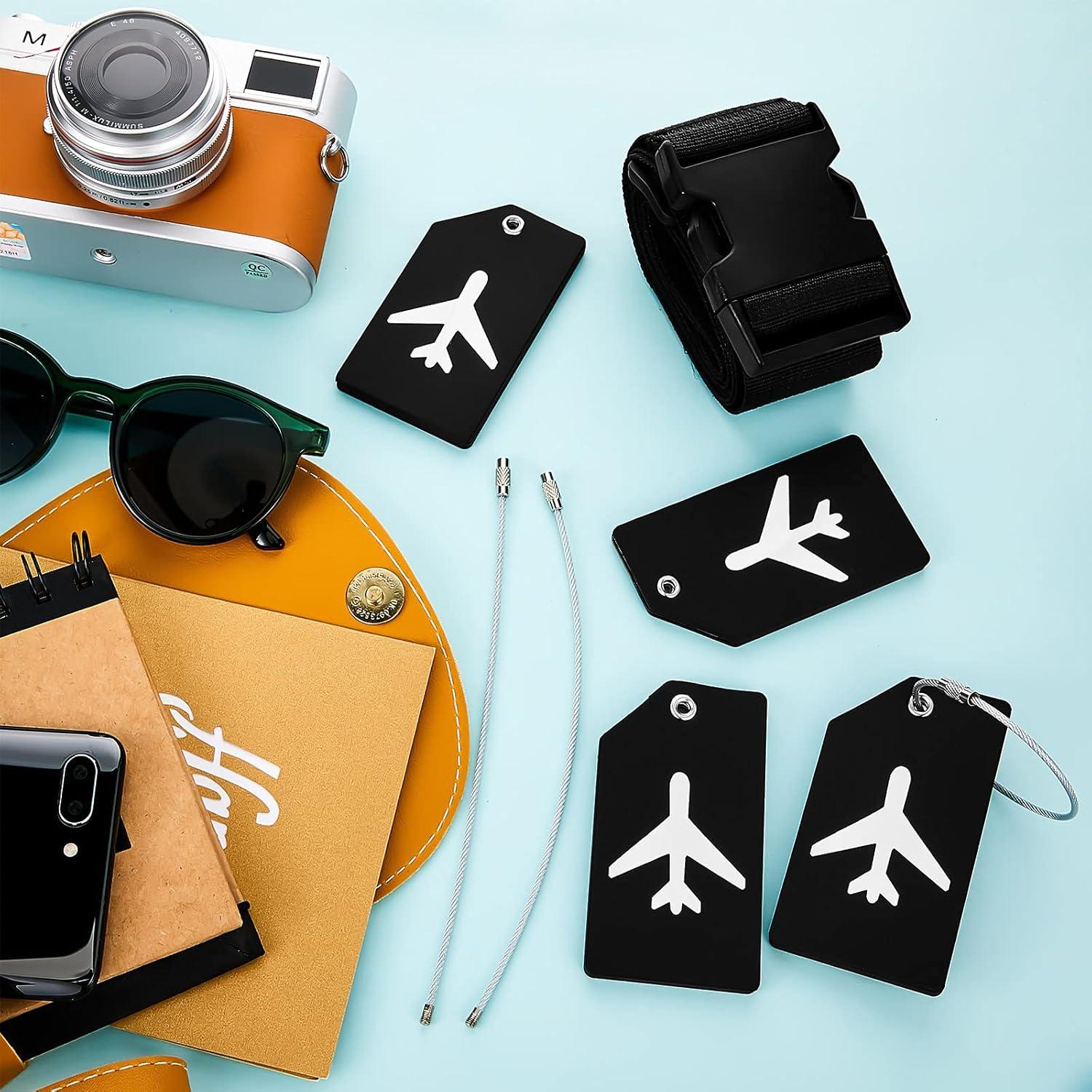 Set 8 Pcs Correas y Etiquetas de Equipaje Weewooday Negro