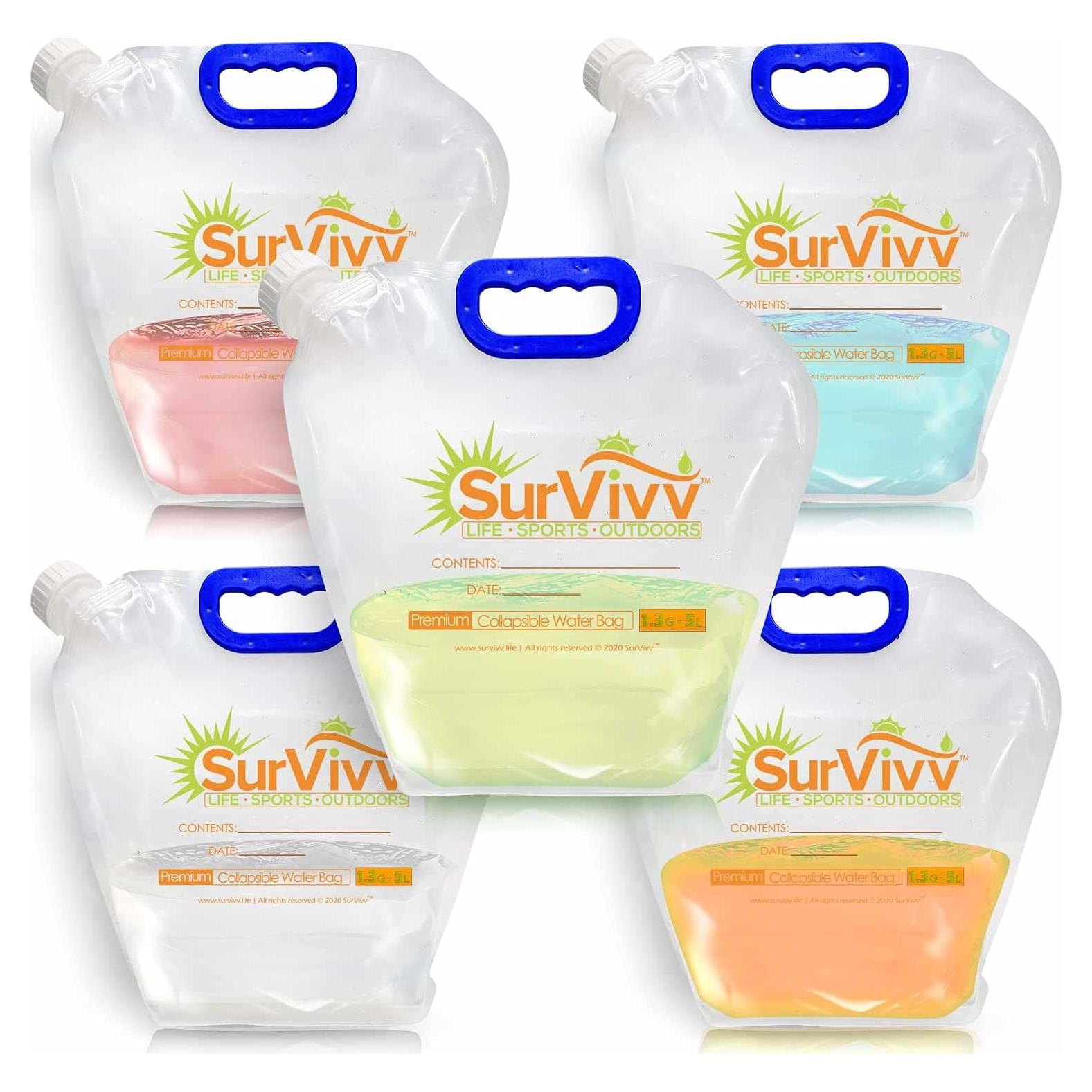 Contenedor de Agua Plegable SurVivv 5L y 10L Sin Fugas