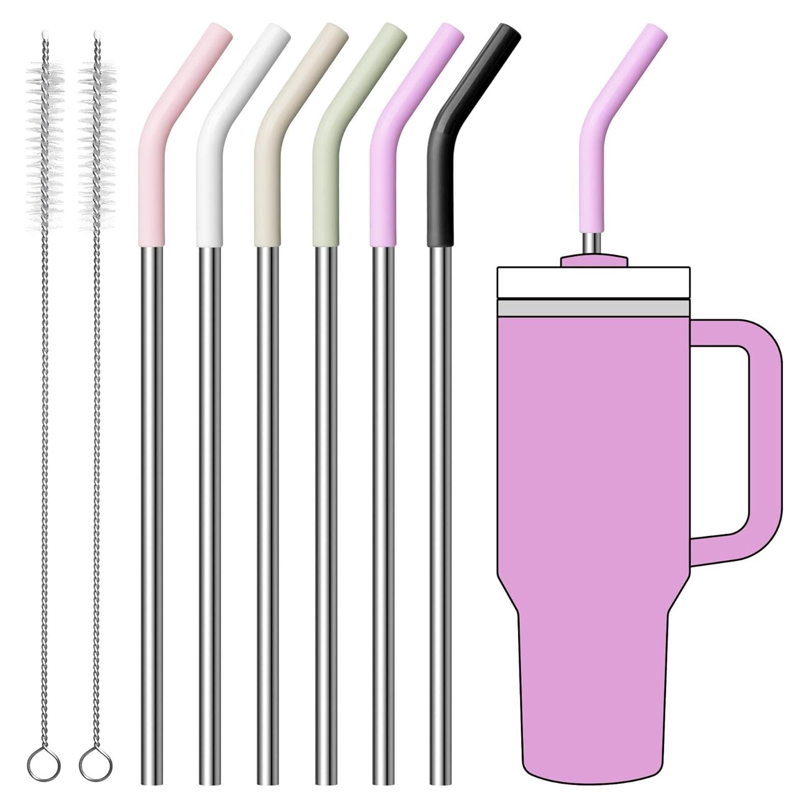 Popotes de Metal Reutilizables Lpaacat 30.99 cm 6 Piezas con Silicona