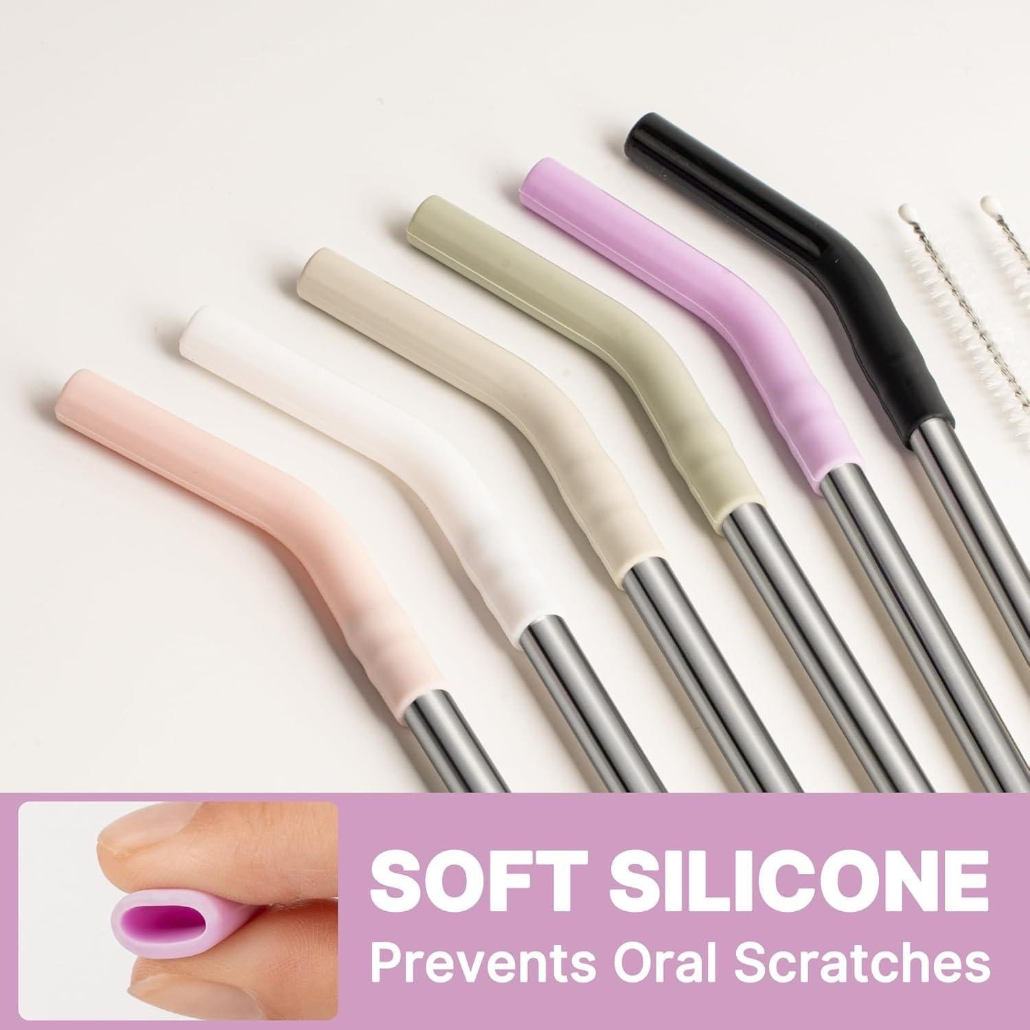 Popotes de Metal Reutilizables Lpaacat 30.99 cm 6 Piezas con Silicona