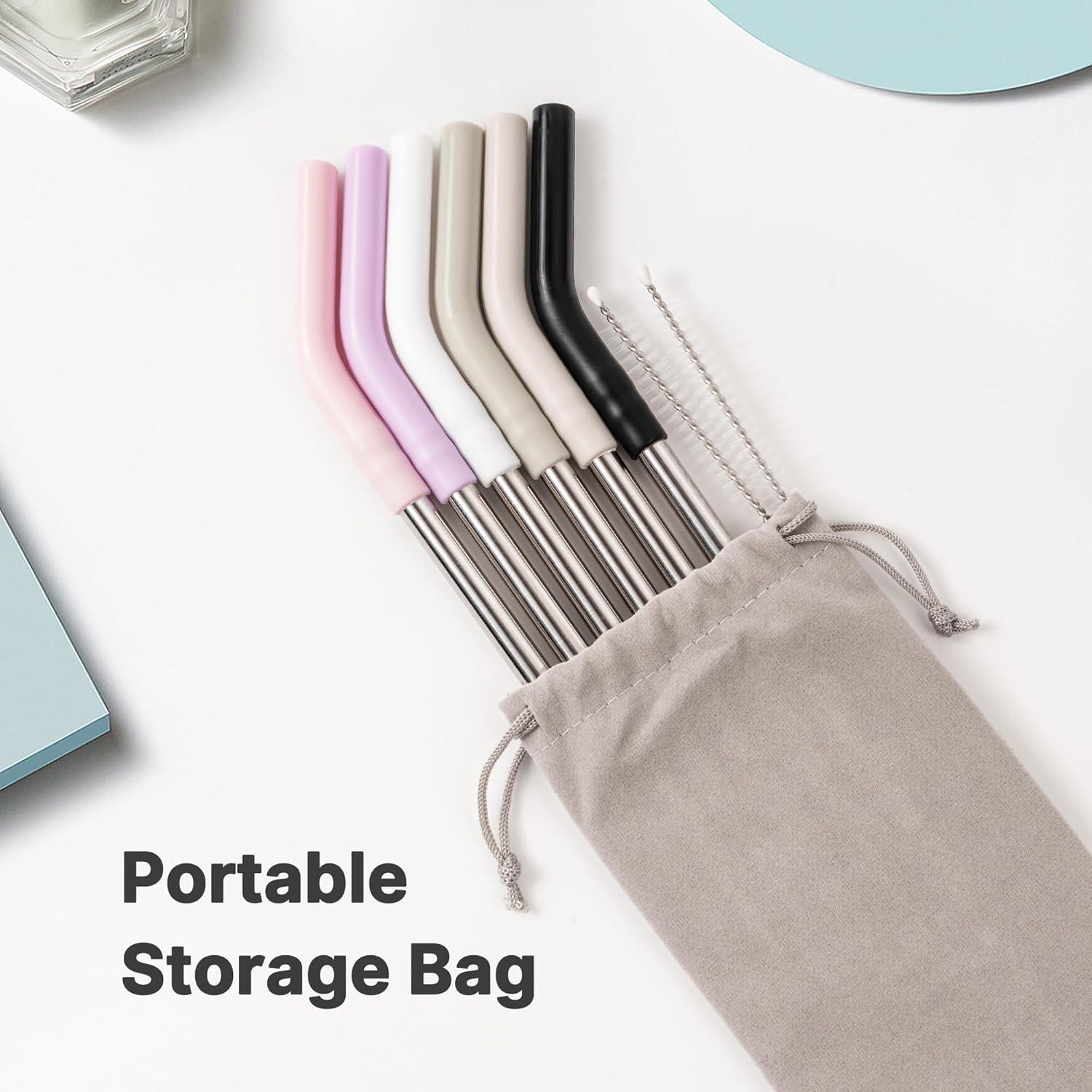 Popotes de Metal Reutilizables Lpaacat 30.99 cm 6 Piezas con Silicona