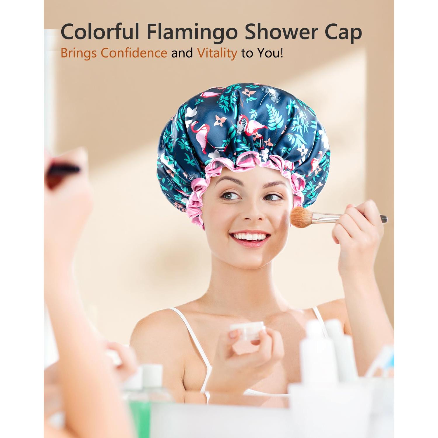 Gorro de Ducha Extra Grande Mikimini Flamenco Impermeable