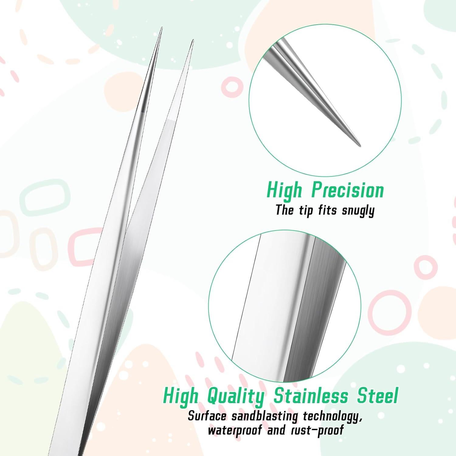 Juego de Pinzas de Precisión DragonflyDreams 4 Piezas Acero Inoxidable