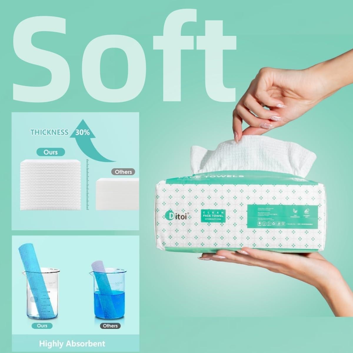 Toallas Faciales Desechables WUJI Ultra Suaves 60 Unidades