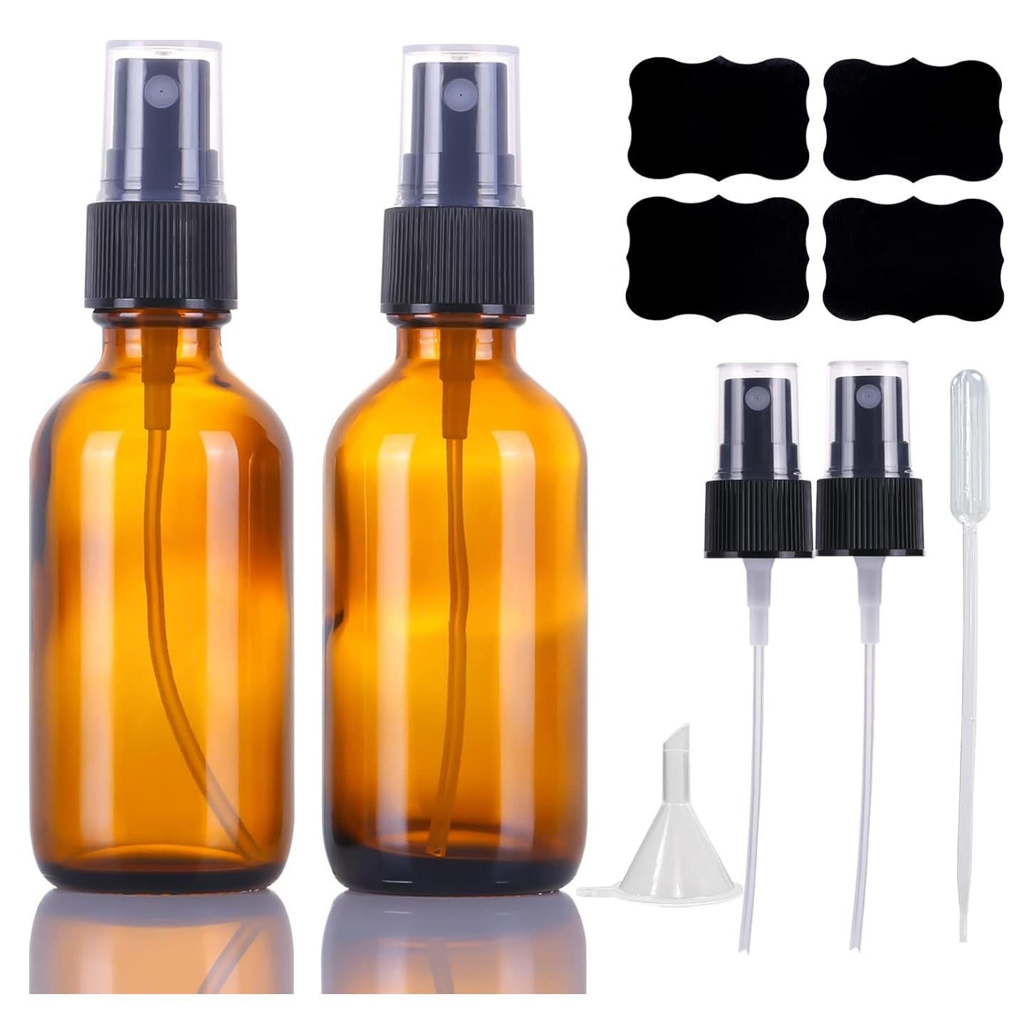 Botellas de Spray de Vidrio Ámbar 60ml LUFEVRM - 2 Paquete