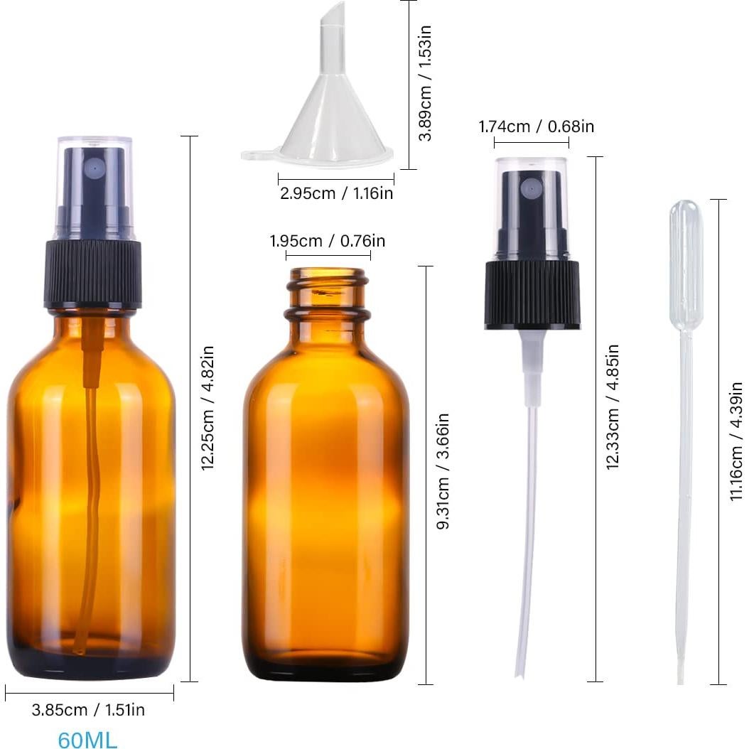 Botellas de Spray de Vidrio Ámbar 60ml LUFEVRM - 2 Paquete