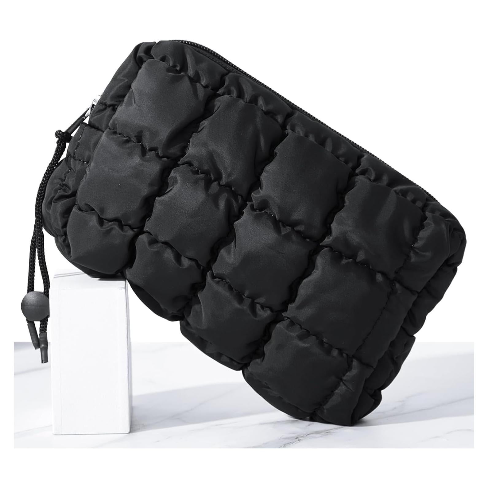 Bolsa de Maquillaje Acolchada Hillban Negra Cuadrada 21x15 cm