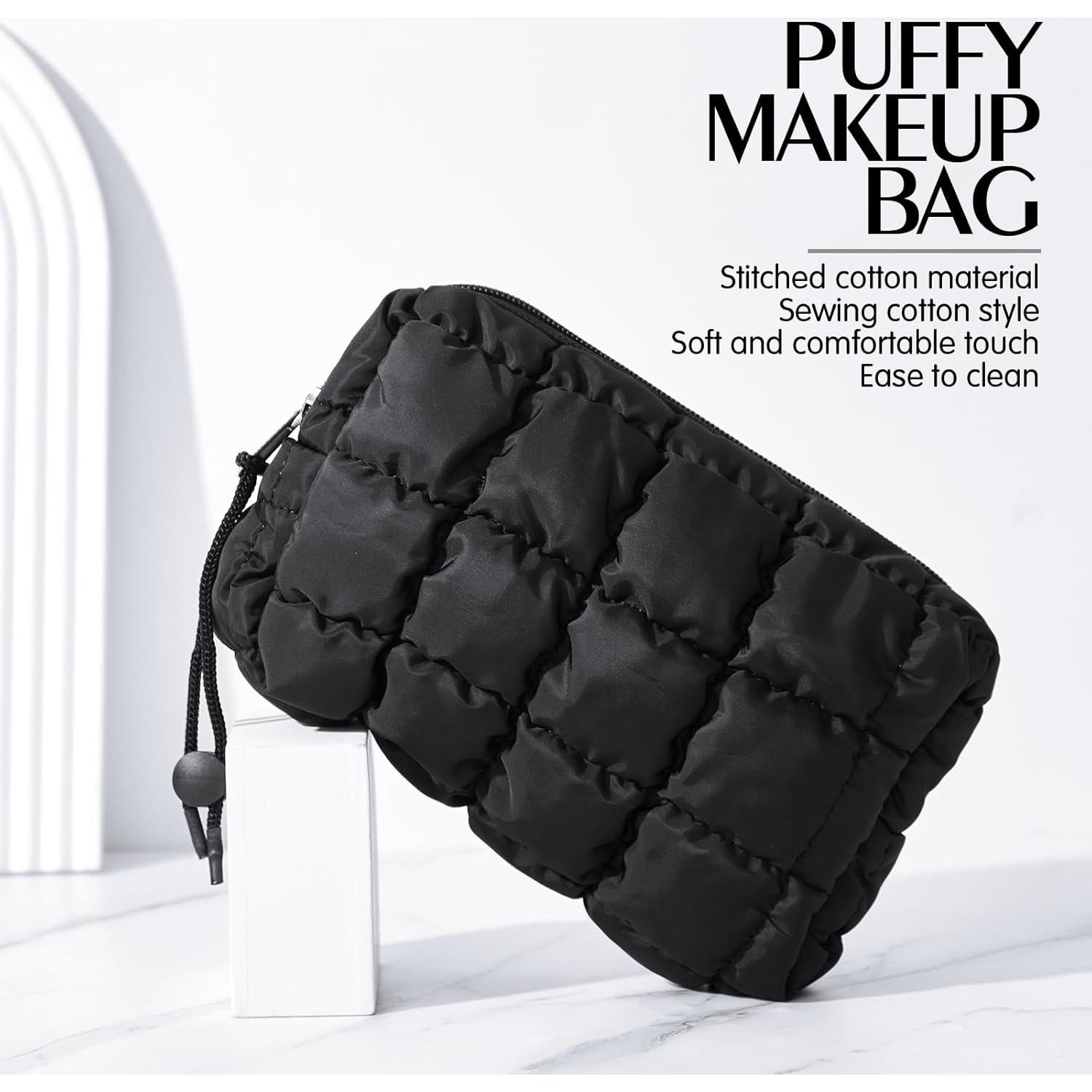 Bolsa de Maquillaje Acolchada Hillban Negra Cuadrada 21x15 cm