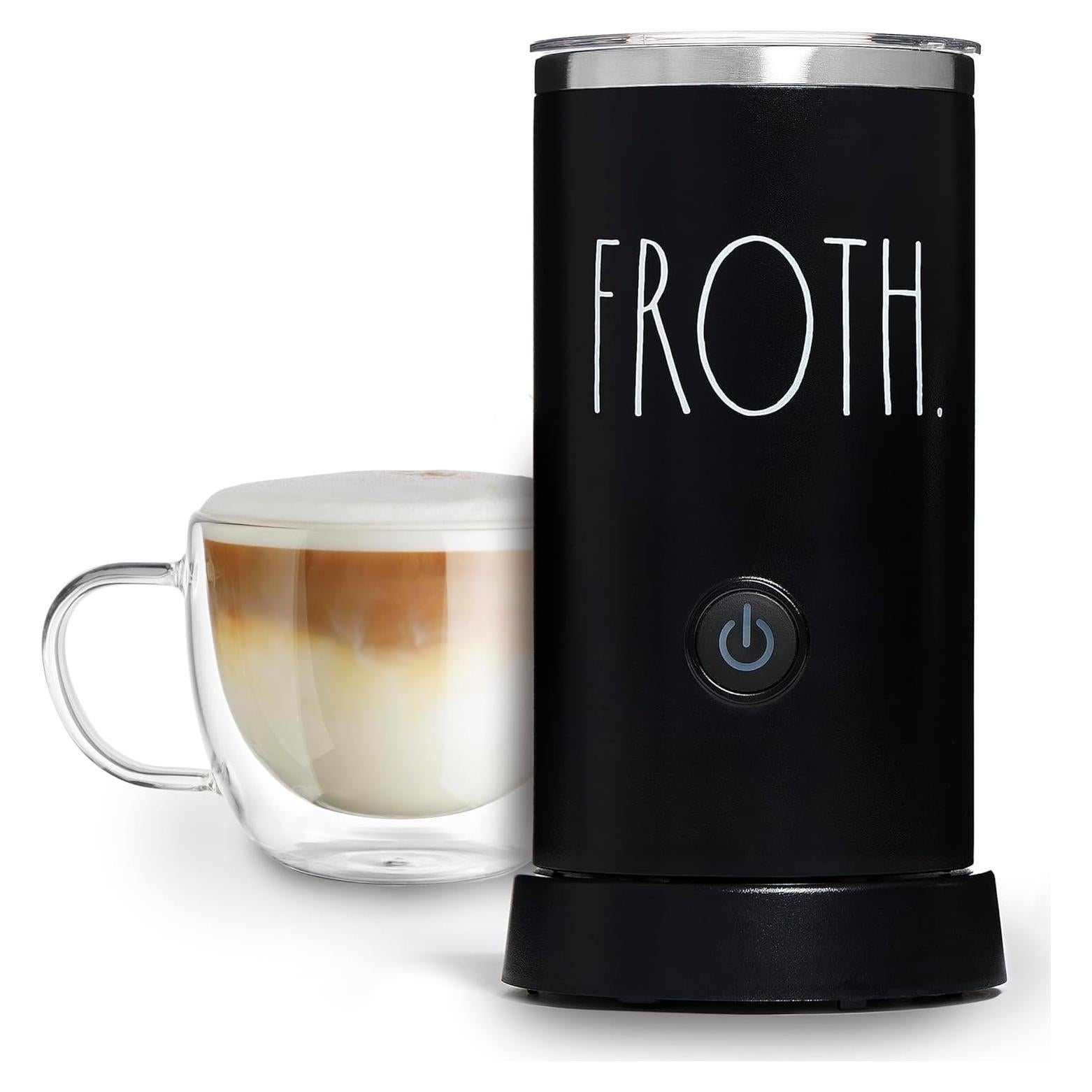 Rae Dunn Electric Milk Frother Steamer -Stylish Automatic Milk Steamer and Frother, Milk Warmer, Hot and Cold Foam Maker for Coffee, Latte, Cappuccino, Macchiato - 550 Watt (Black)