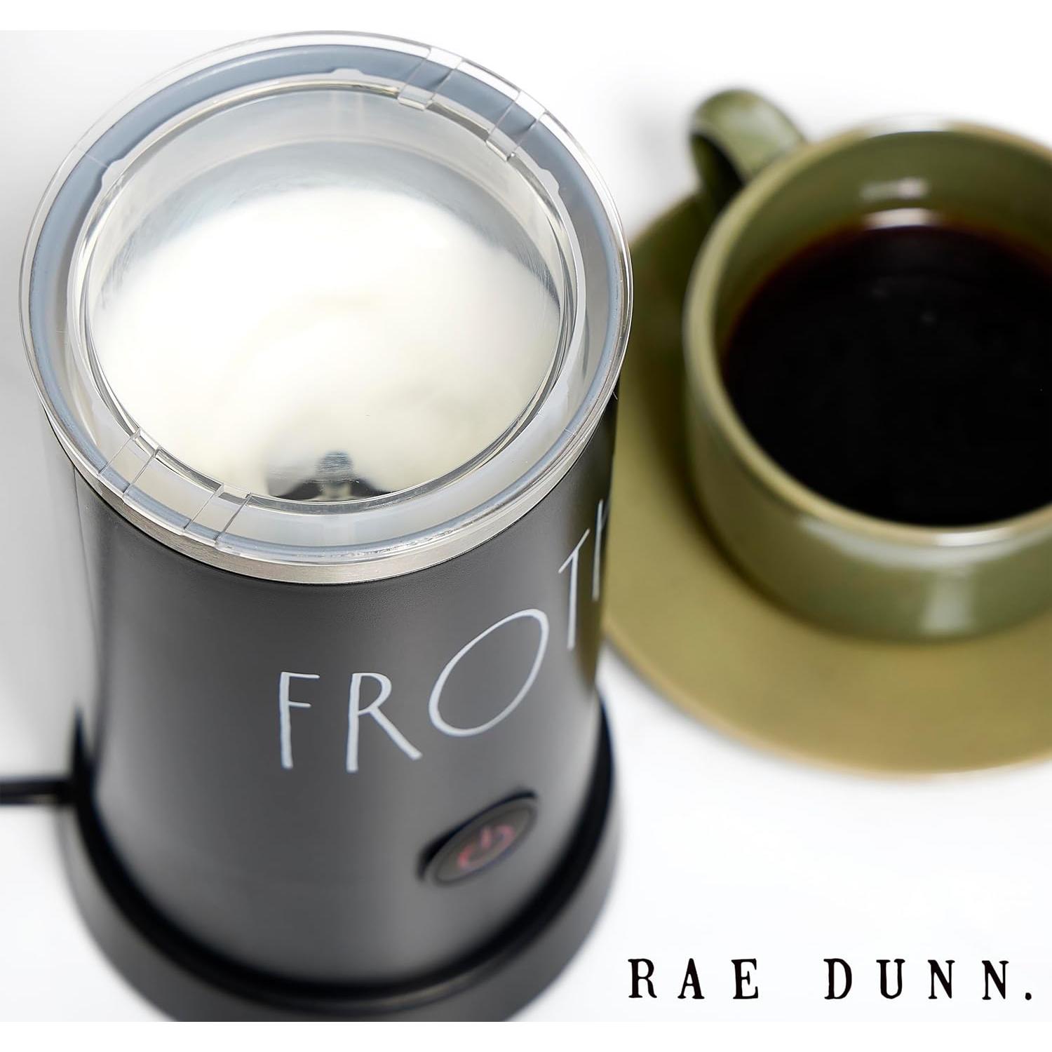 Rae Dunn Electric Milk Frother Steamer -Stylish Automatic Milk Steamer and Frother, Milk Warmer, Hot and Cold Foam Maker for Coffee, Latte, Cappuccino, Macchiato - 550 Watt (Black)