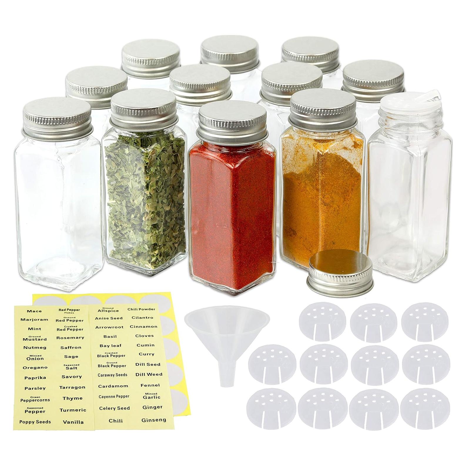 Frascos de Especias Cuadrados Simple Houseware 4oz - Paquete de 12