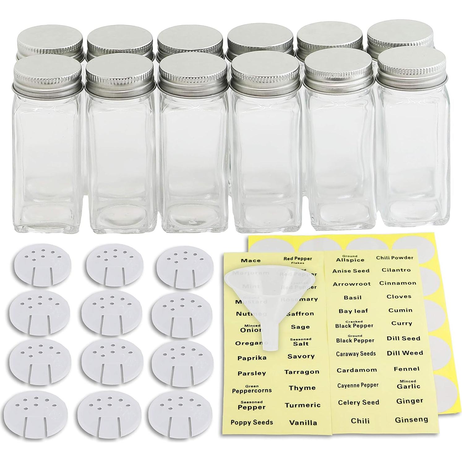 Frascos de Especias Cuadrados Simple Houseware 4oz - Paquete de 12