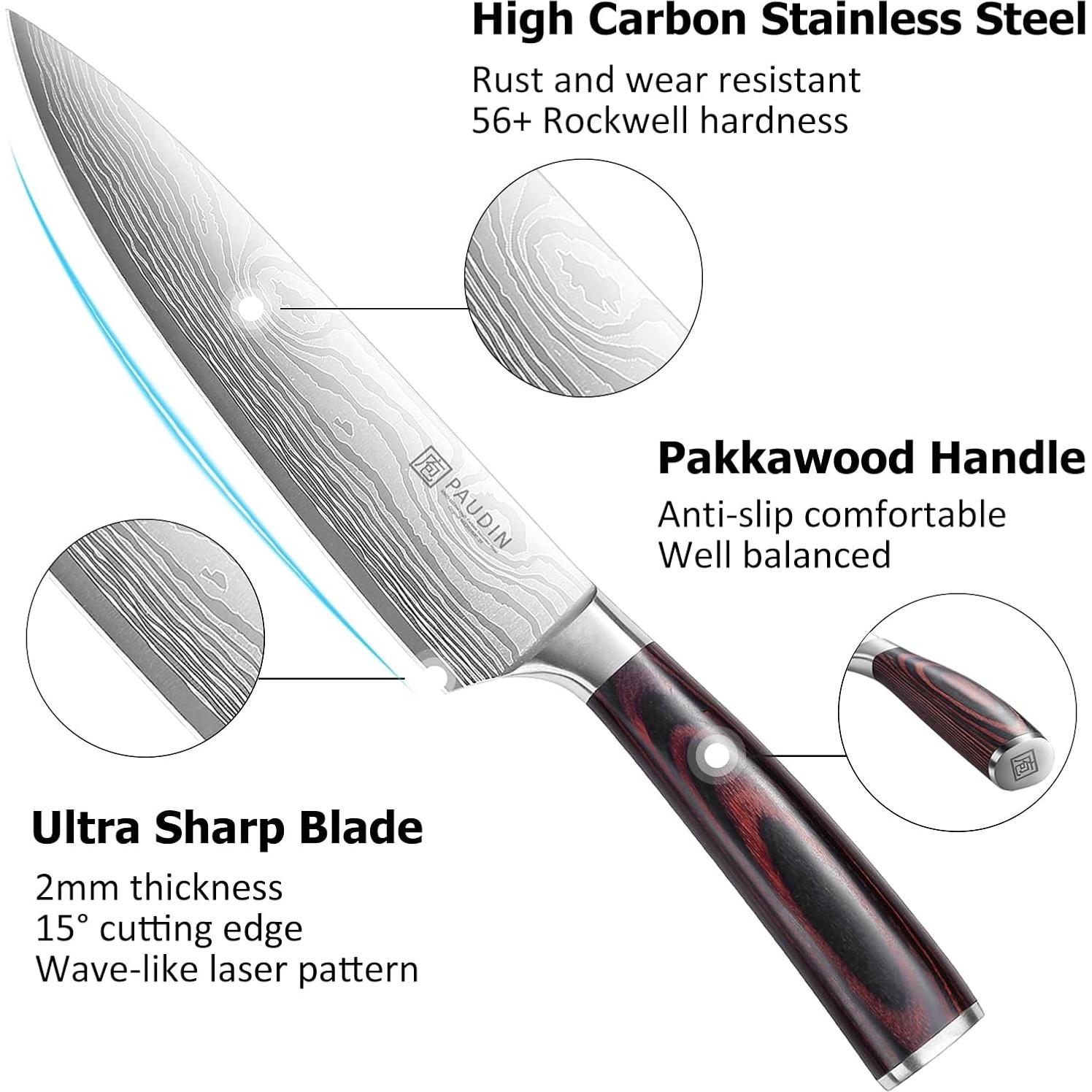Juego de cuchillos de cocina PAUDIN 3 Pzs acero inoxidable