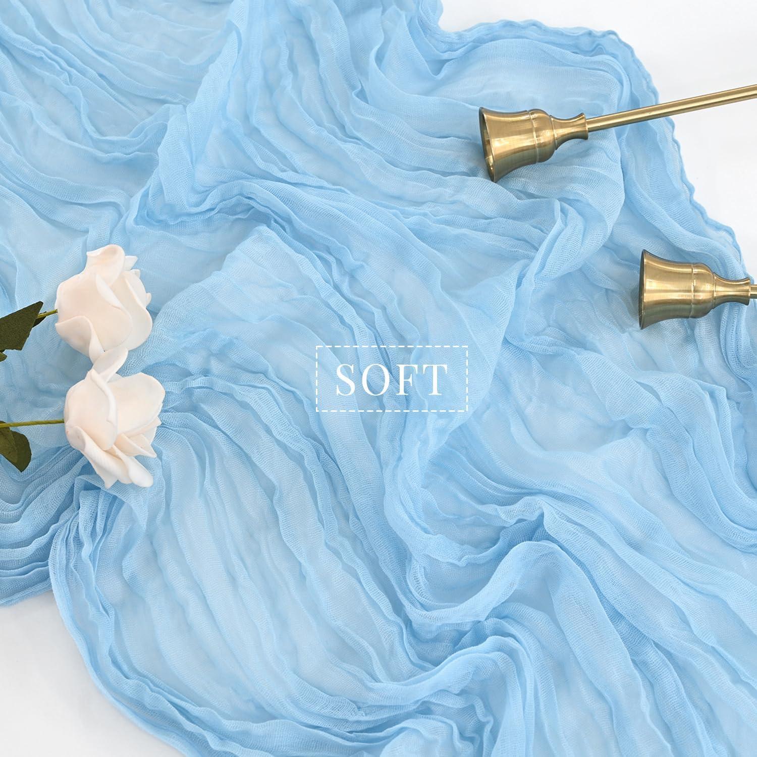 6 Piezas Cubre Mesa de Gasa Azul Bebé 89x305 cm para Eventos