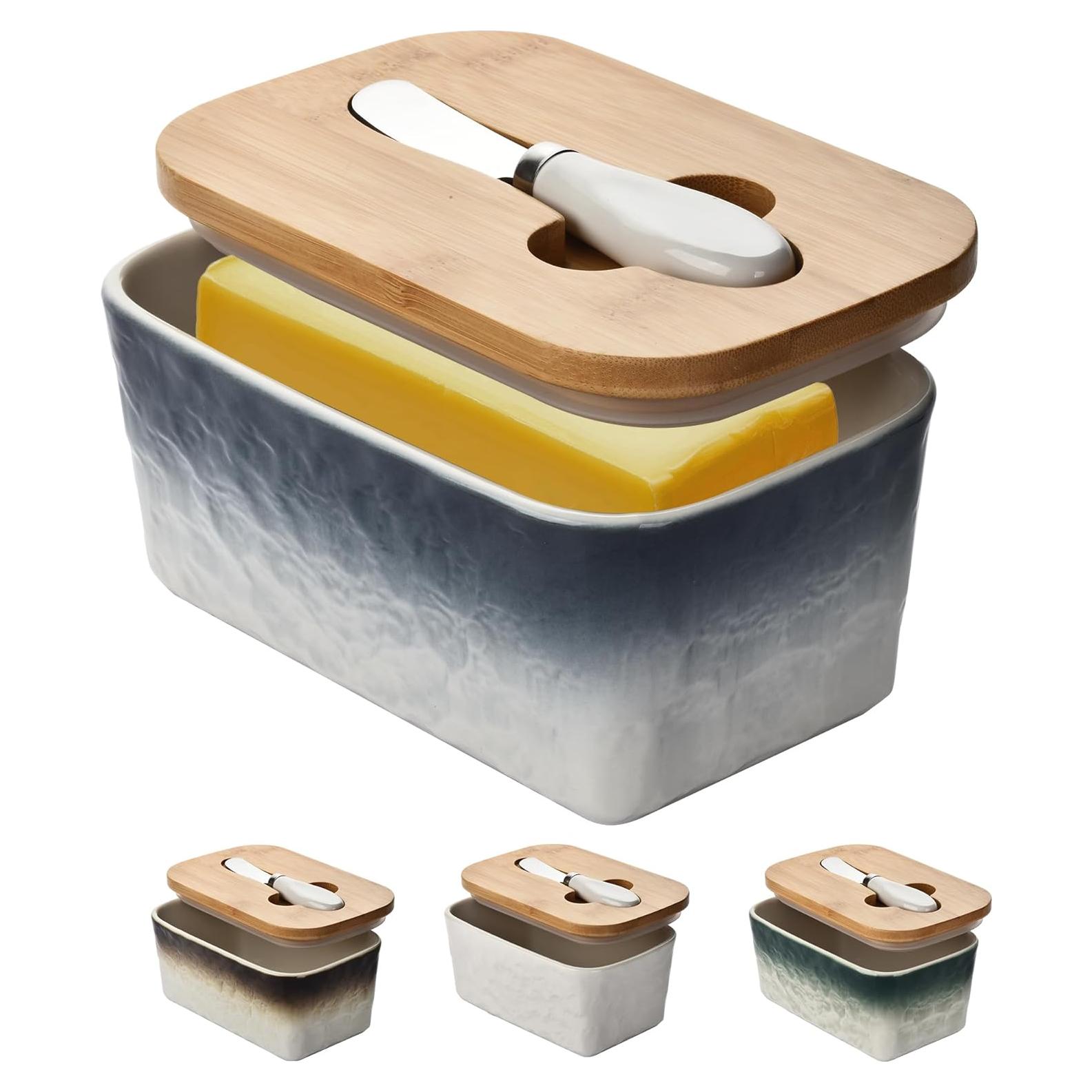 Plato de Mantequilla Cerámica BUYNEED 17.78 cm con Tapa y Cuchillo