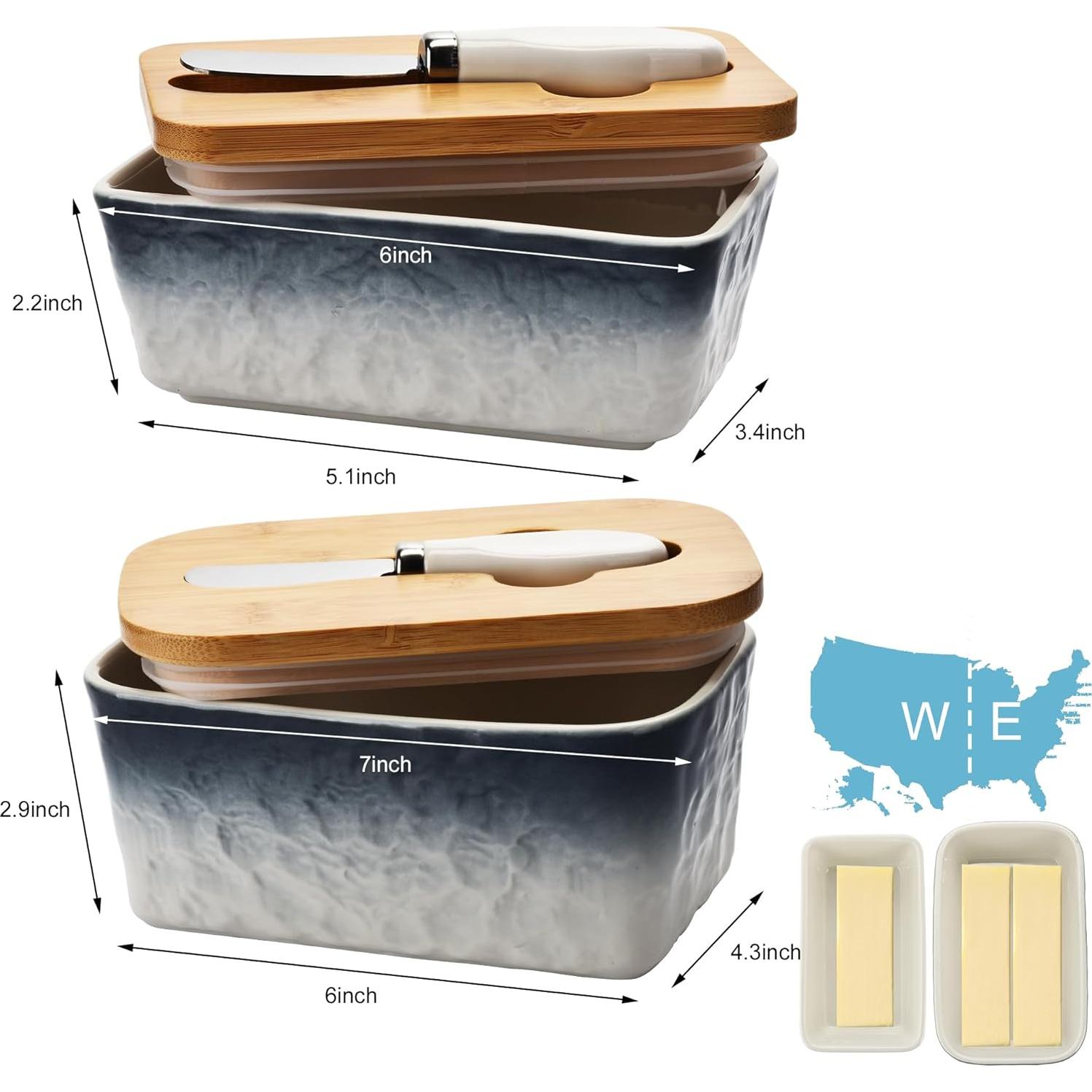 Plato de Mantequilla Cerámica BUYNEED 17.78 cm con Tapa y Cuchillo