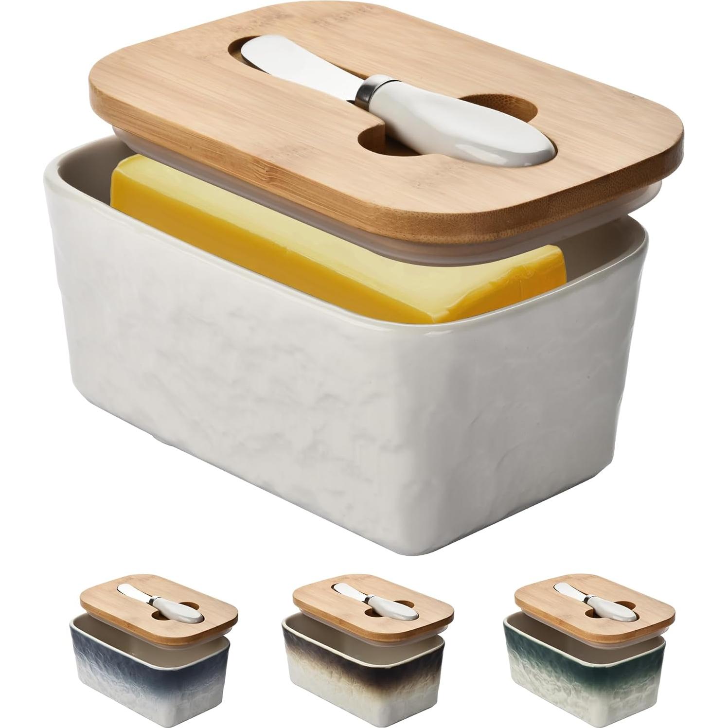 Plato de Mantequilla Cerámica BUYNEED 17.78 cm con Tapa y Cuchillo